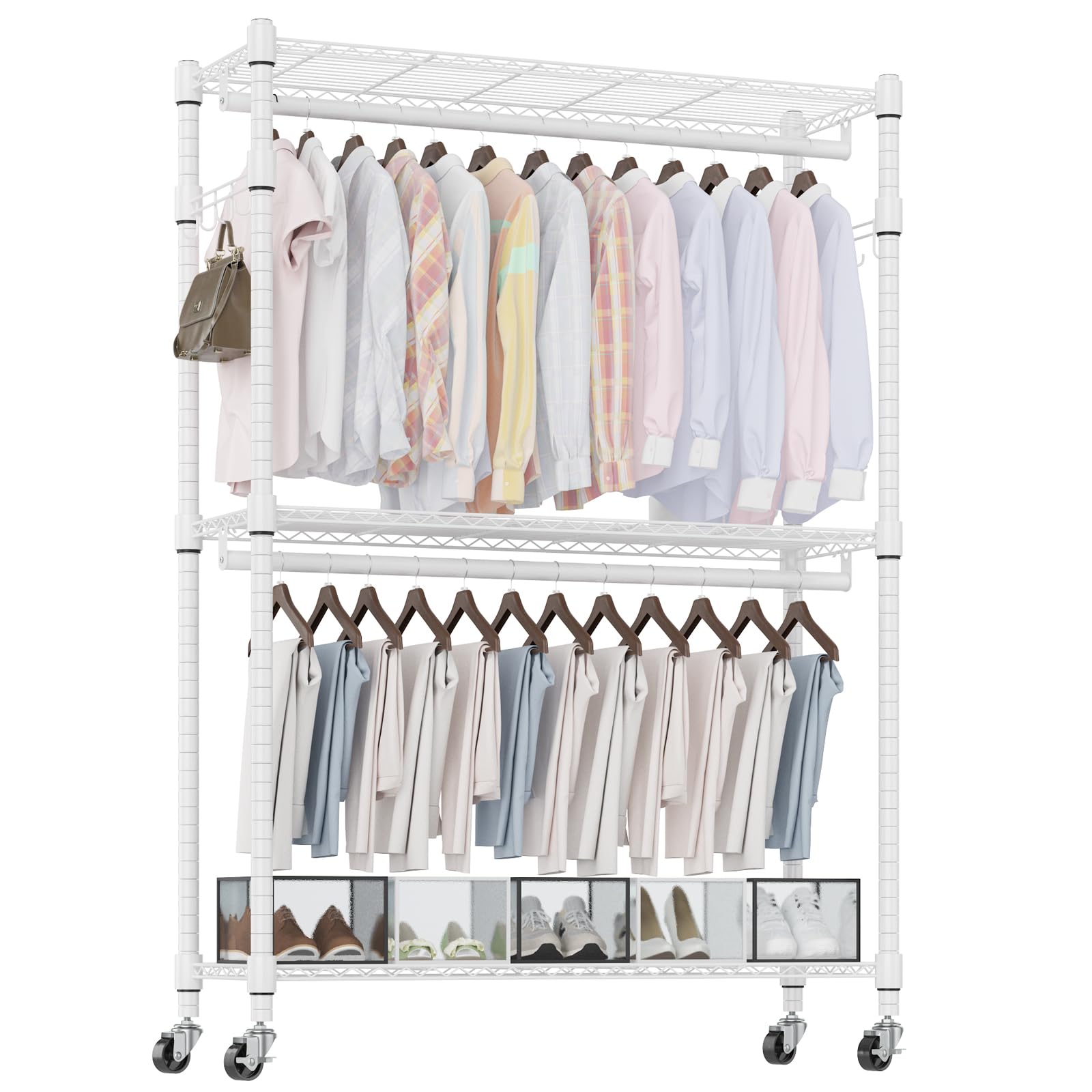 3 Tier Heavy Duty Garment Rack with Wheels