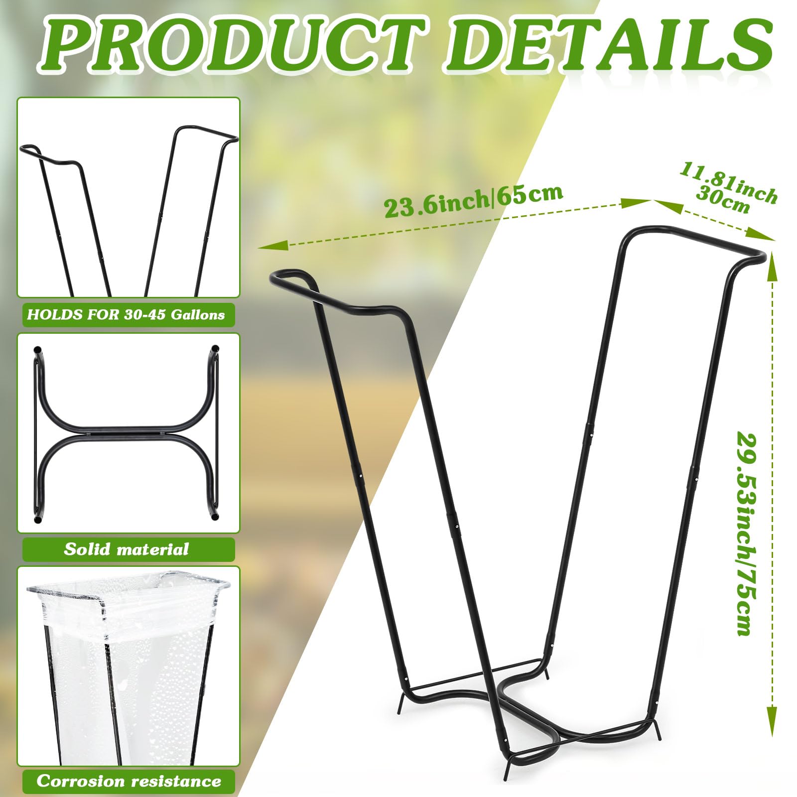 2 Pieces Metal Leaf Bag Holder Stand Portable Trash Bag Holder Frame Outdoor Holds 30 (2 Count)