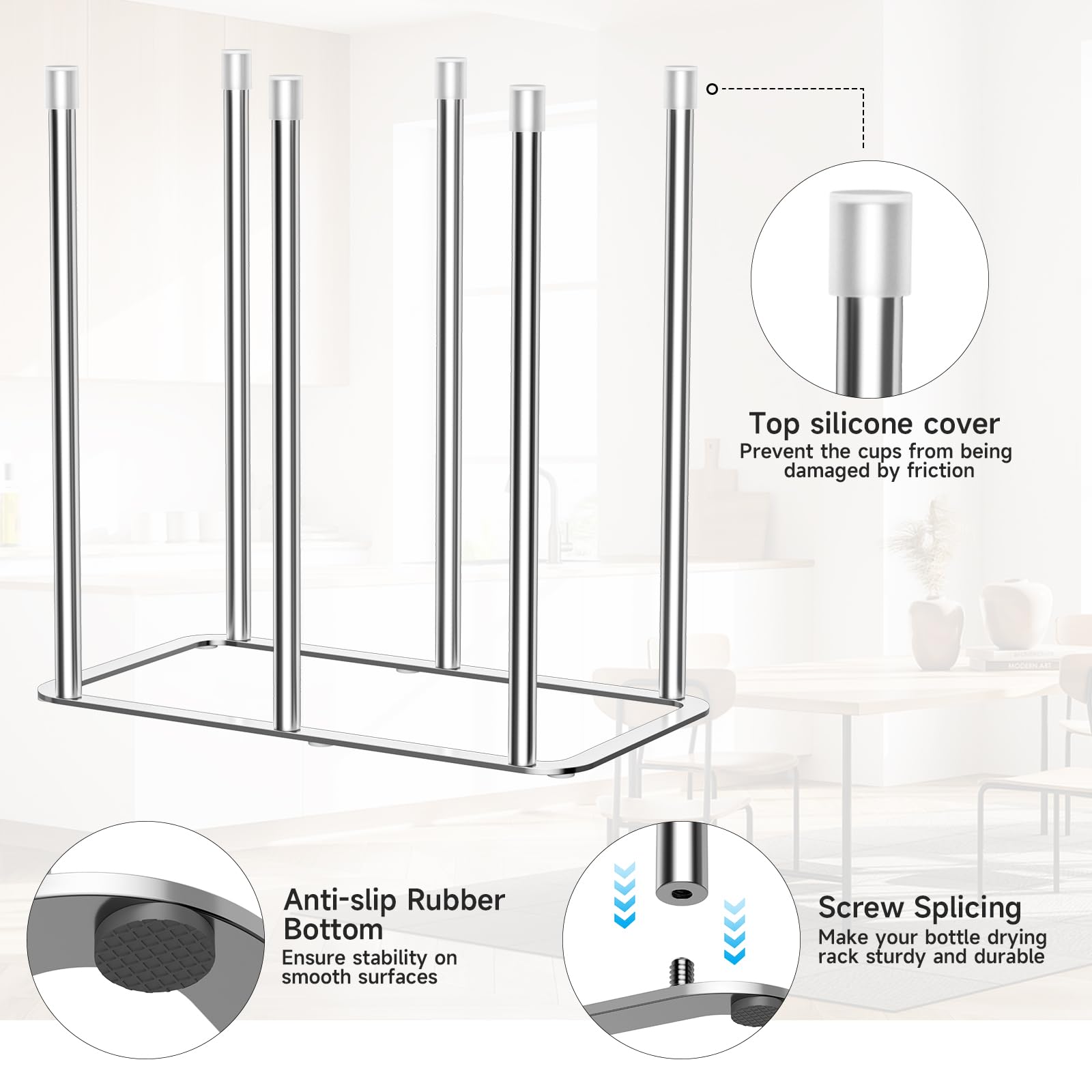Water Bottle Drying Rack Reusable Bottle Rack Dryer Kitchen Stand Holder Metal Countertop Baby Bottle Drying Rack Water Cup Drying Rack for Plastic Bags