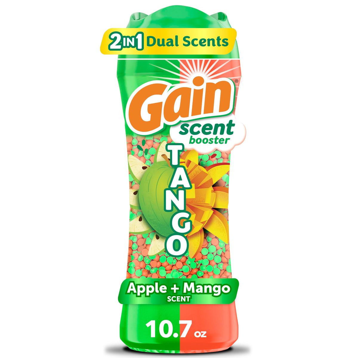Tango 2-in-1 Laundry Scent Booster Beads, Apple and Mango Scent, 10.7 OZ, Laundry Beads with Dual Scents Plus All Day Freshness (10.7 Ounce)