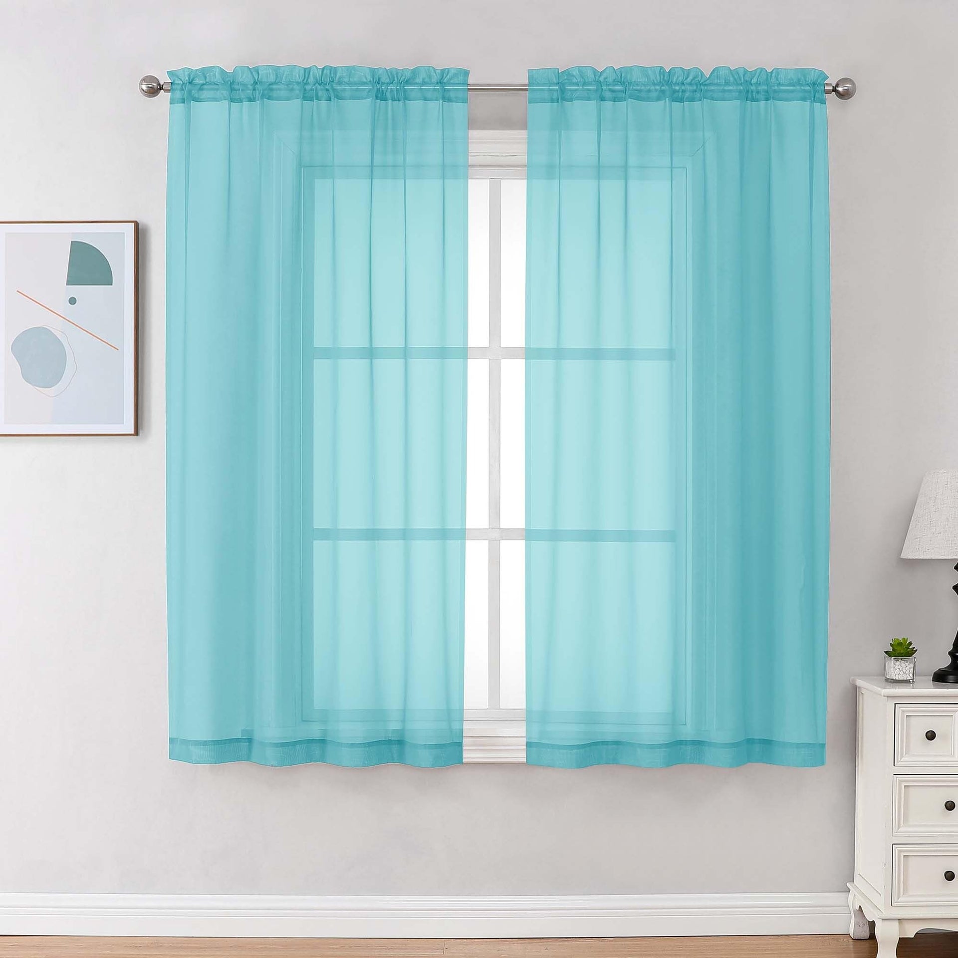Sheer Curtains 63 Inch Length 2 Panels (2 Count)