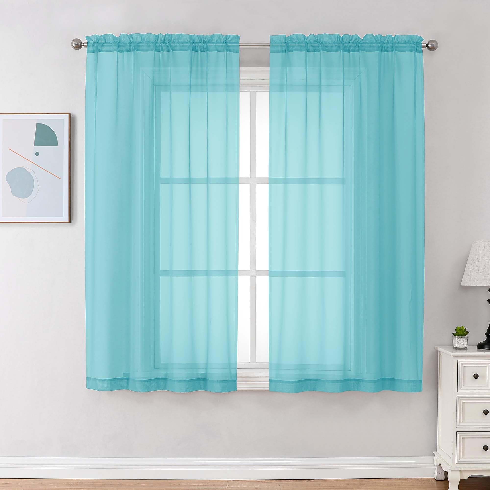 Sheer Curtains 63 Inch Length 2 Panels (2 Count)