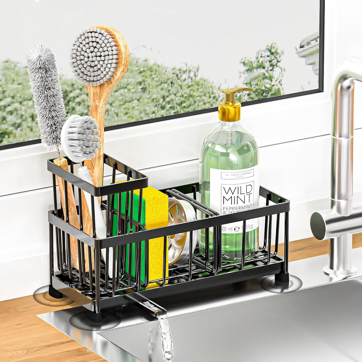 Black Sponge Holder for Kitchen Sink
