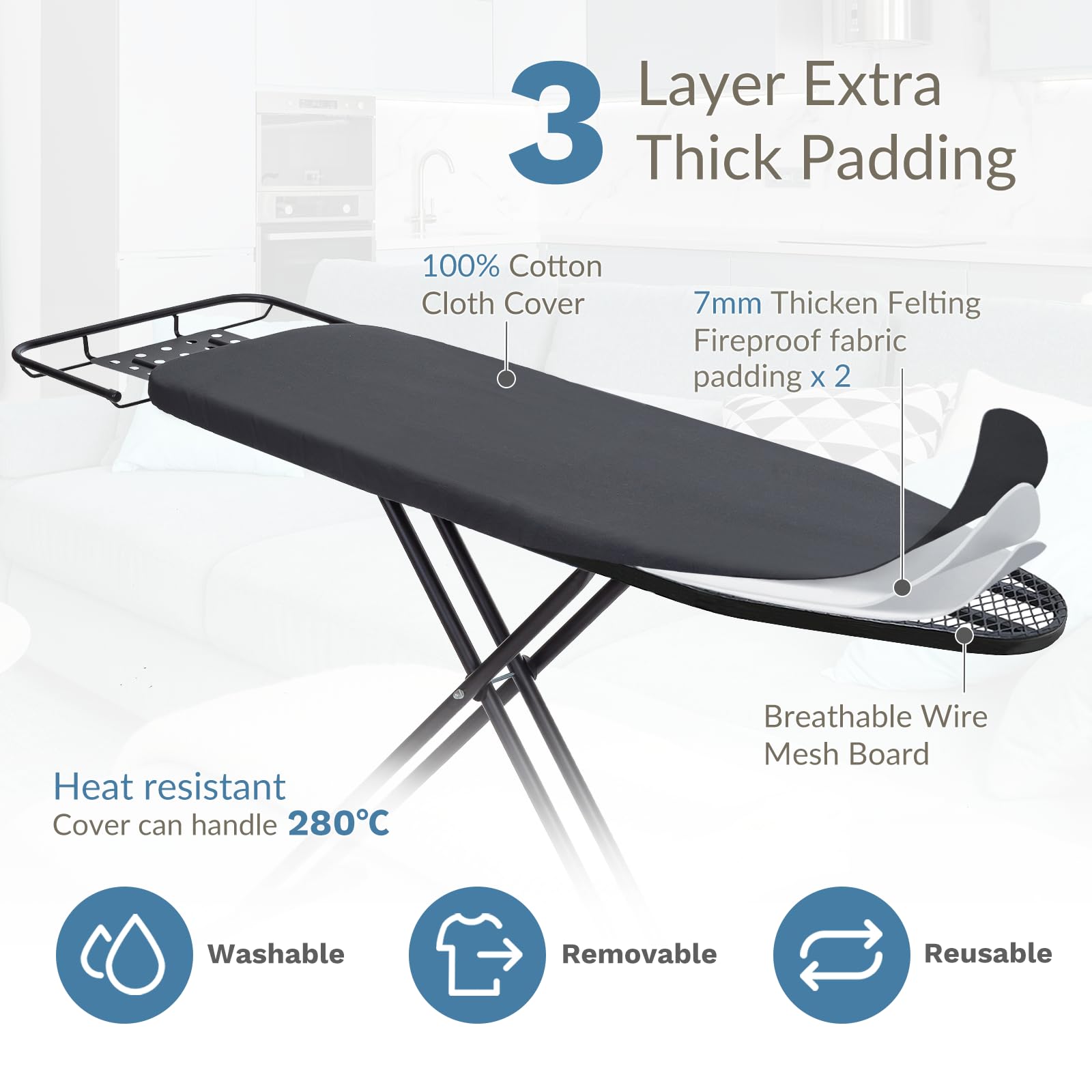 Ironing Board 48"x15" with Iron Rest