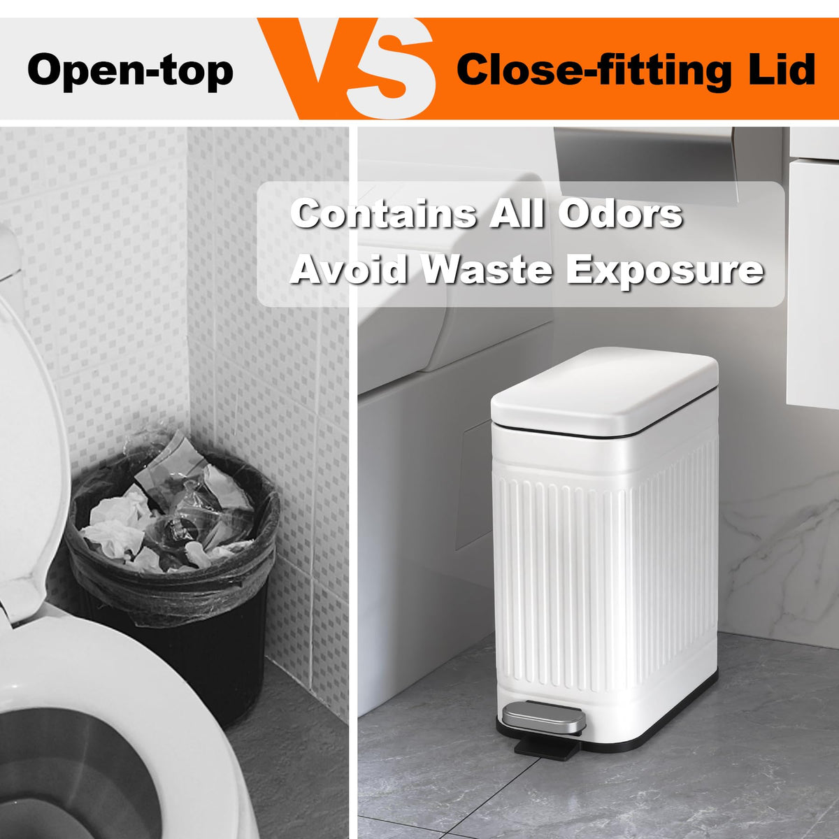 2.6 Gallons Small Bathroom Trash Can with Soft Close Lid