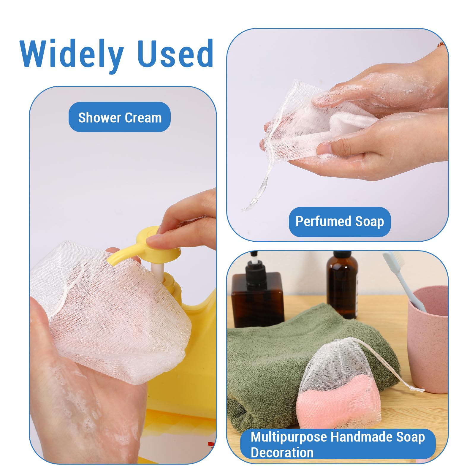 20 PCS Exfoliating Mesh Soap Saver Pouch Bag Mesh Soap Bag Handmade Soaps Bubble Meshs Net Bags with Drawstring Meshs Foaming Net Soaps Sack Bags for Bath & Shower (20 Count)