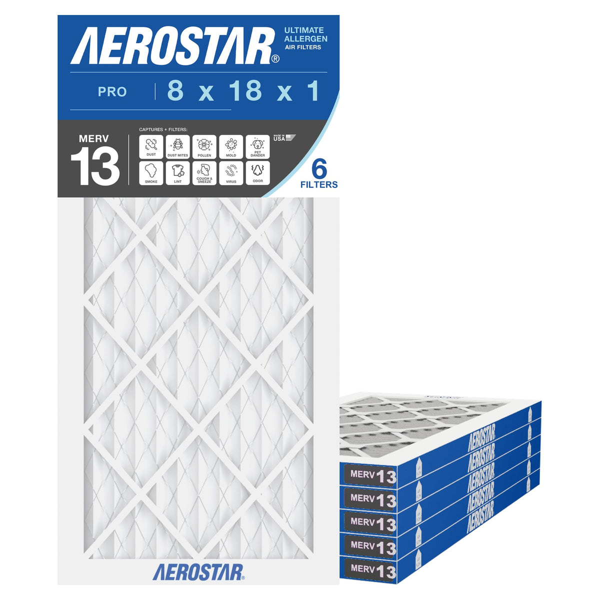 Air Filter 8x18x1 MERV 13 AC Filter (6 Count)