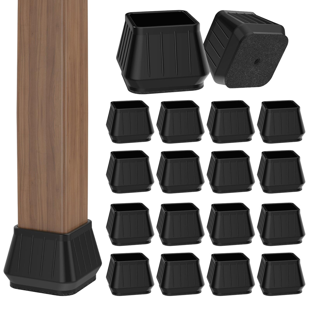 24PCS Square Chair Leg Floor Protectors for Hardwood Floors (24 Count)