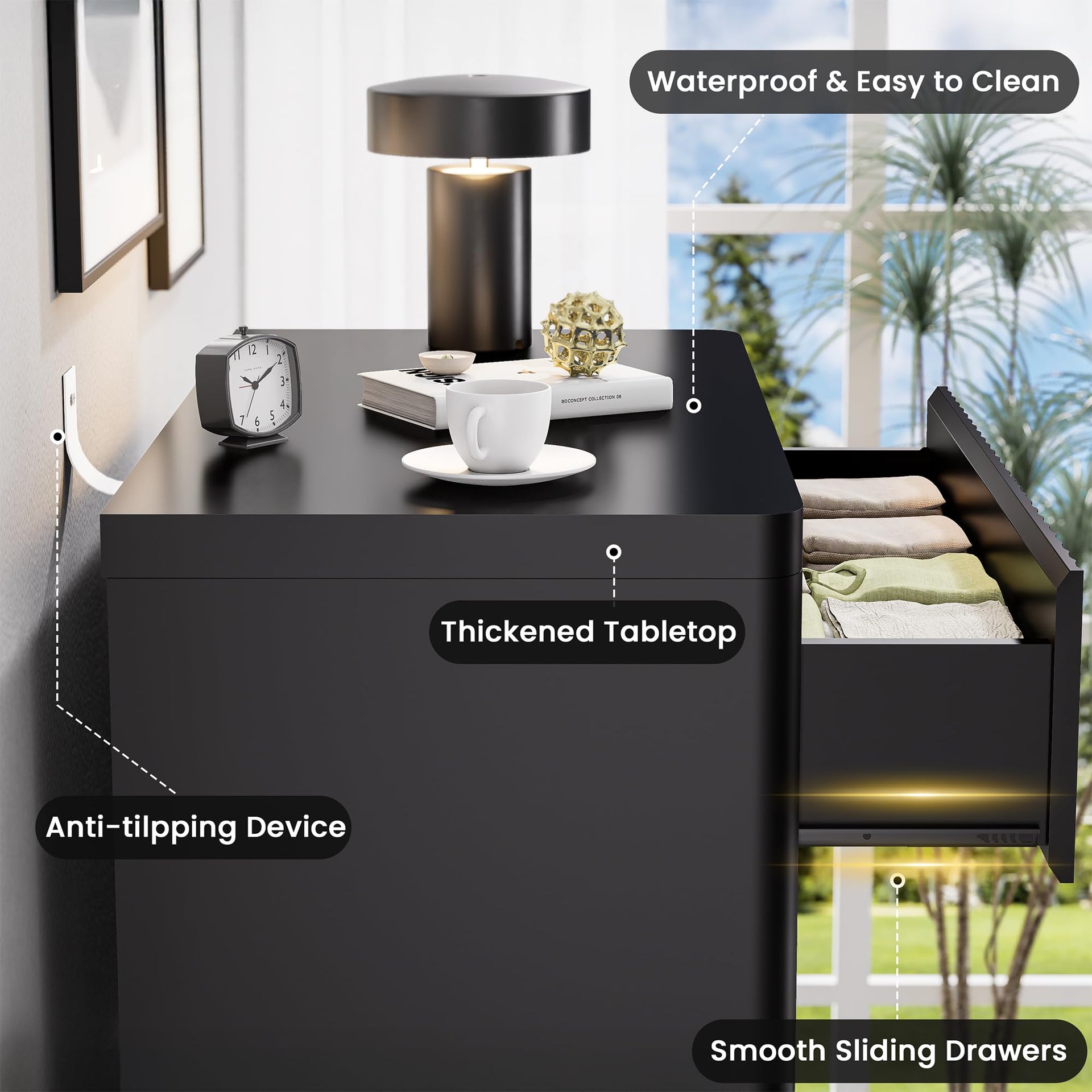 Black 56" Tall Dresser for Bedroom