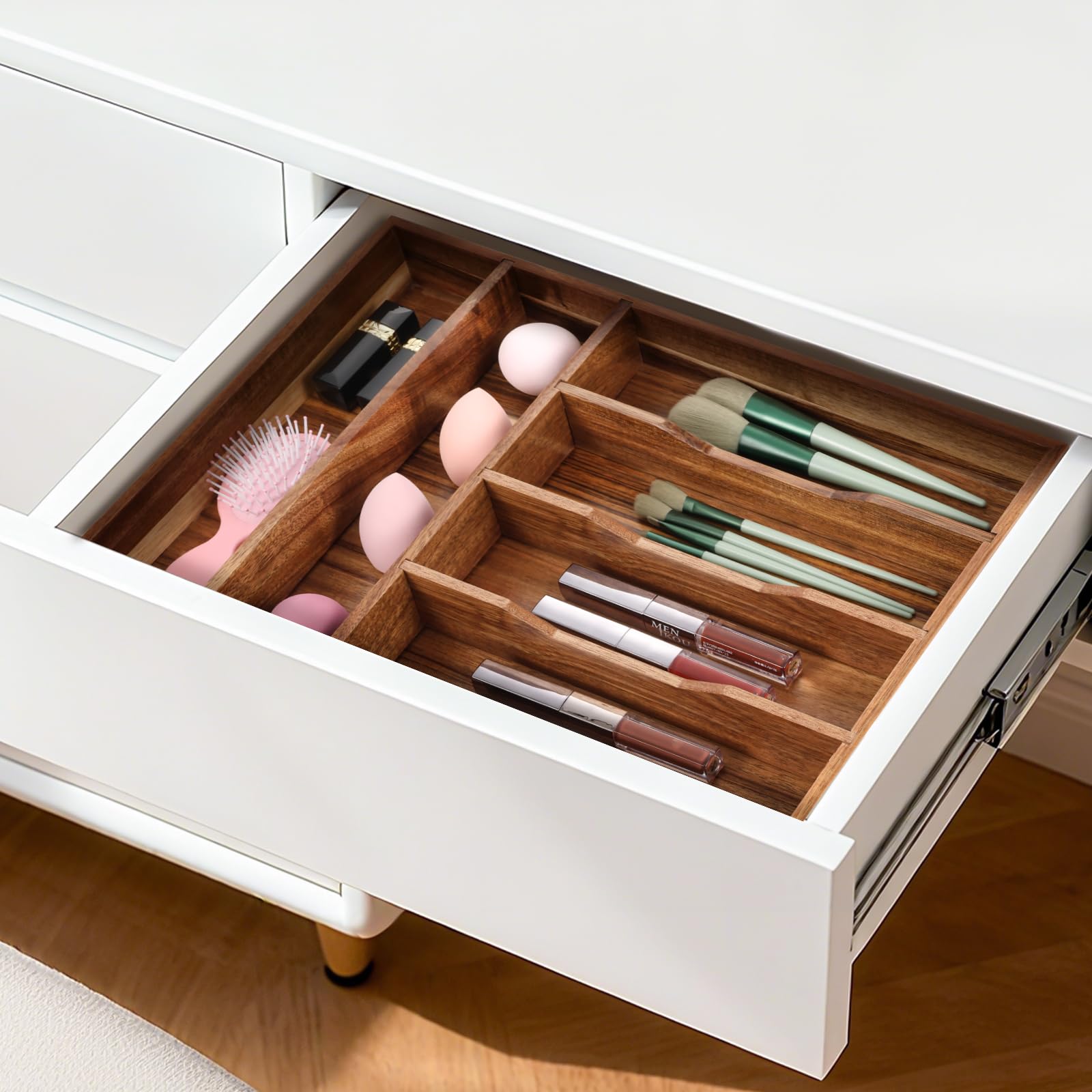 Acacia Wood Silverware Drawer Organizer