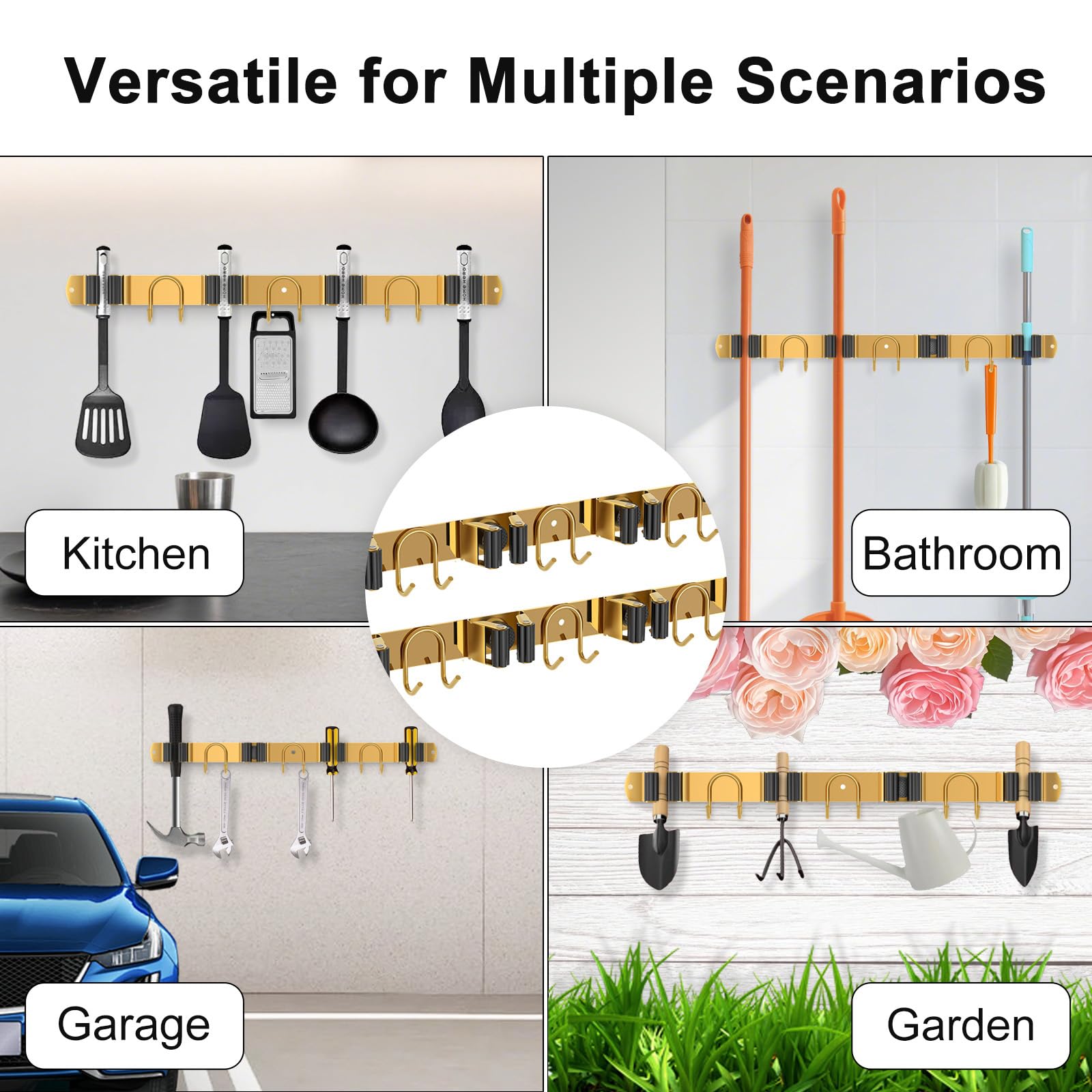 Mop Broom Holder Wall Mount (2 Count)