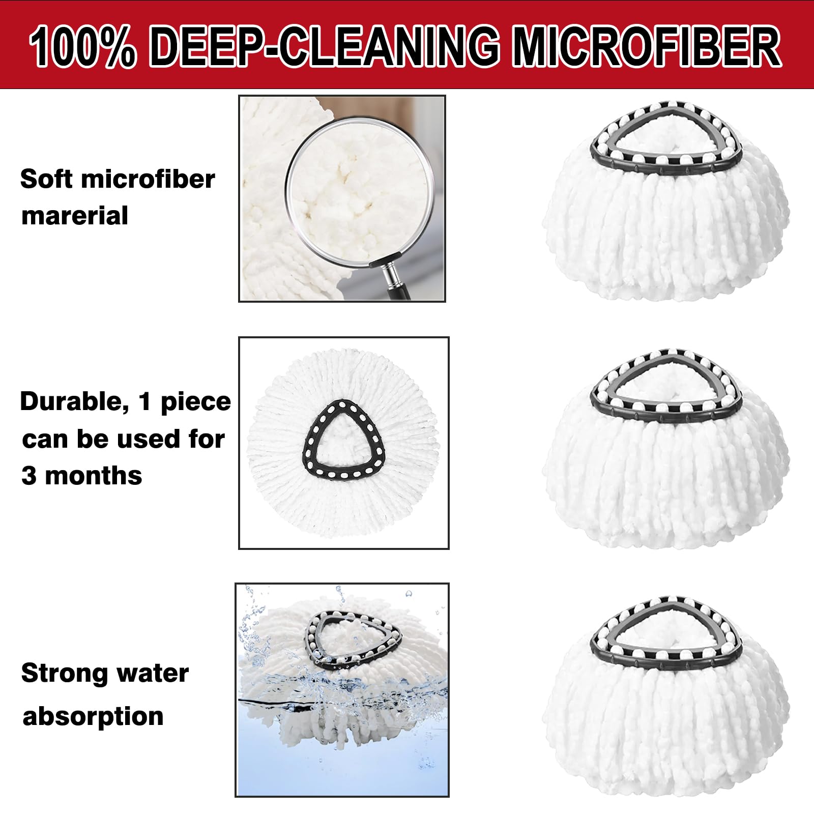 8 Pack Spin Mop Replacement Heads - ModHome Supplies