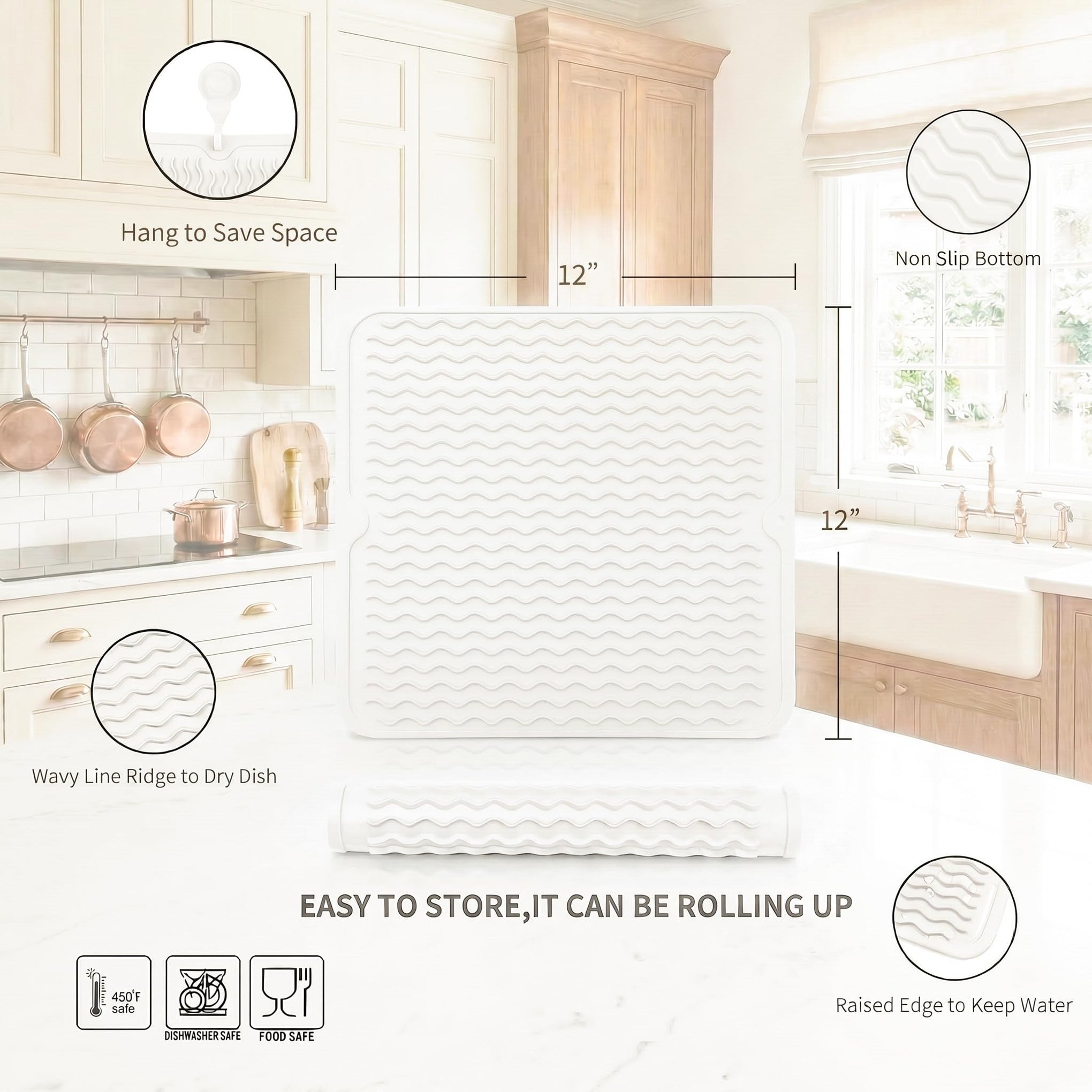 Silicone Dish Drying Mat for Multiple Usage