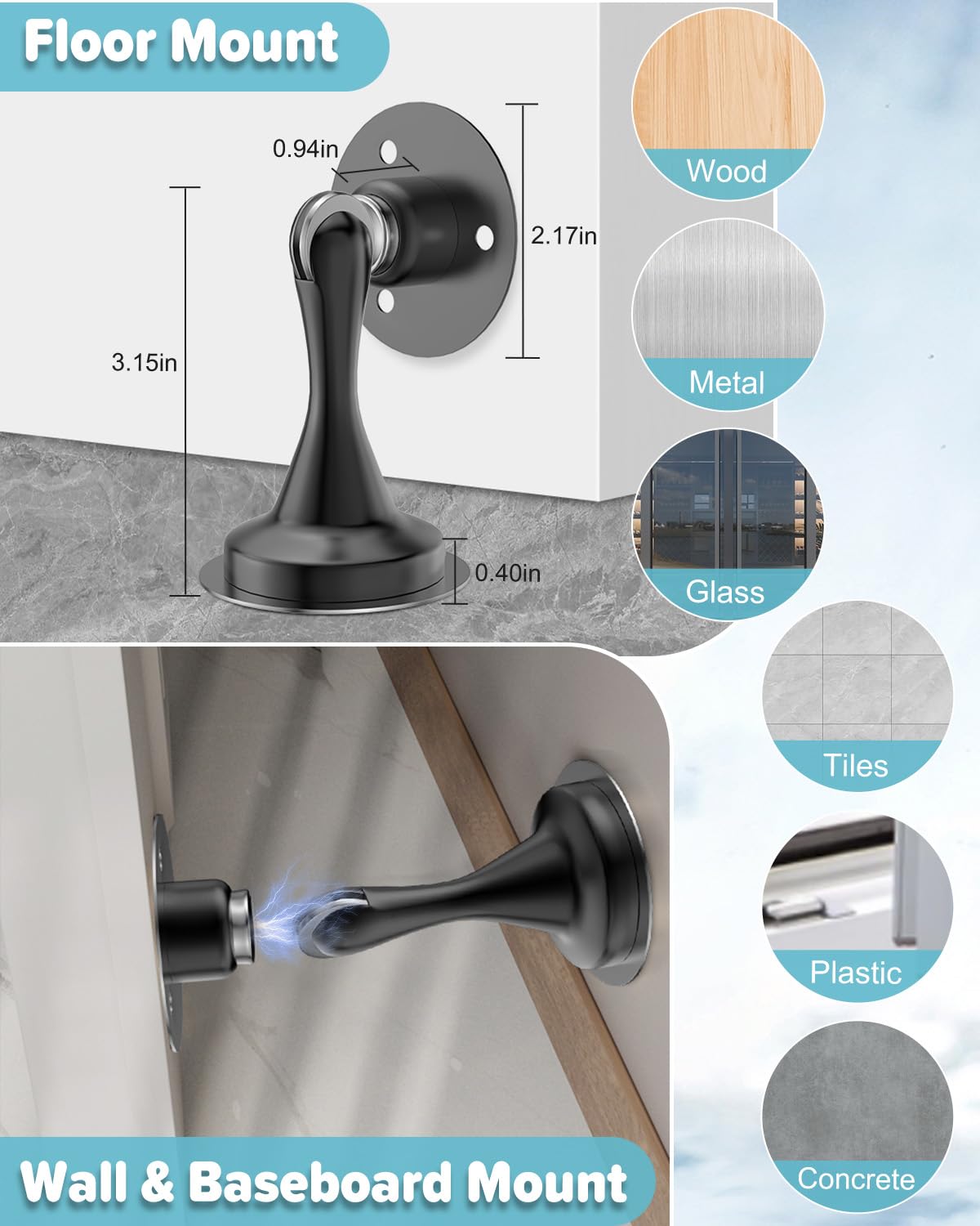 Door Stoppers Magnetic Door Catch 2 Pack Stainless Steel Magnetic Door Stop (2 Count)