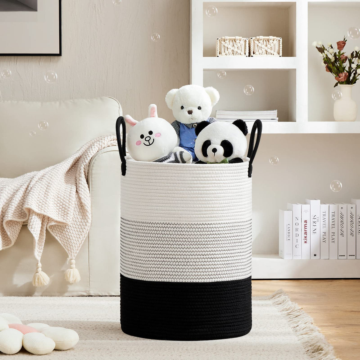 100L Extra Large Woven Laundry Basket Hamper