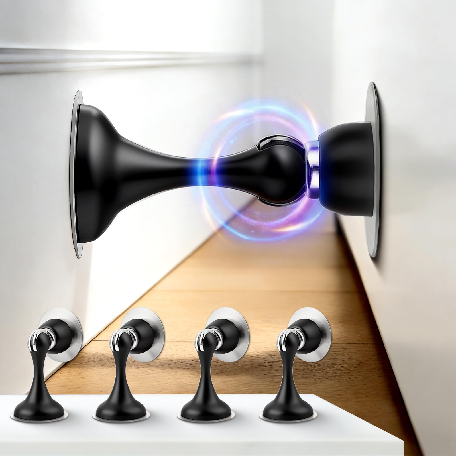 Black Magnetic Door Stoppers for Bottom of Door