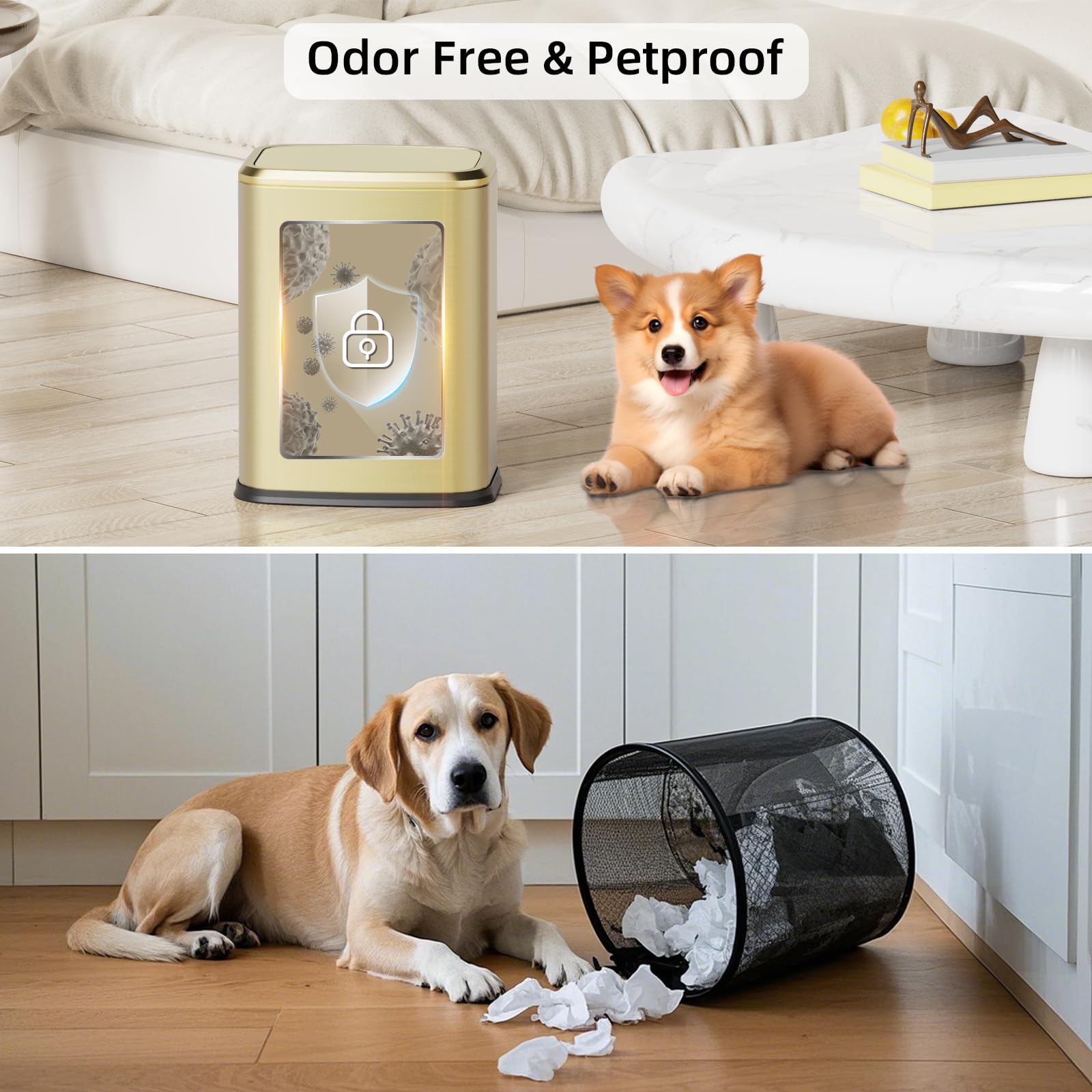 8L 2.1 Gallon Small Bathroom Trash Can with Lid