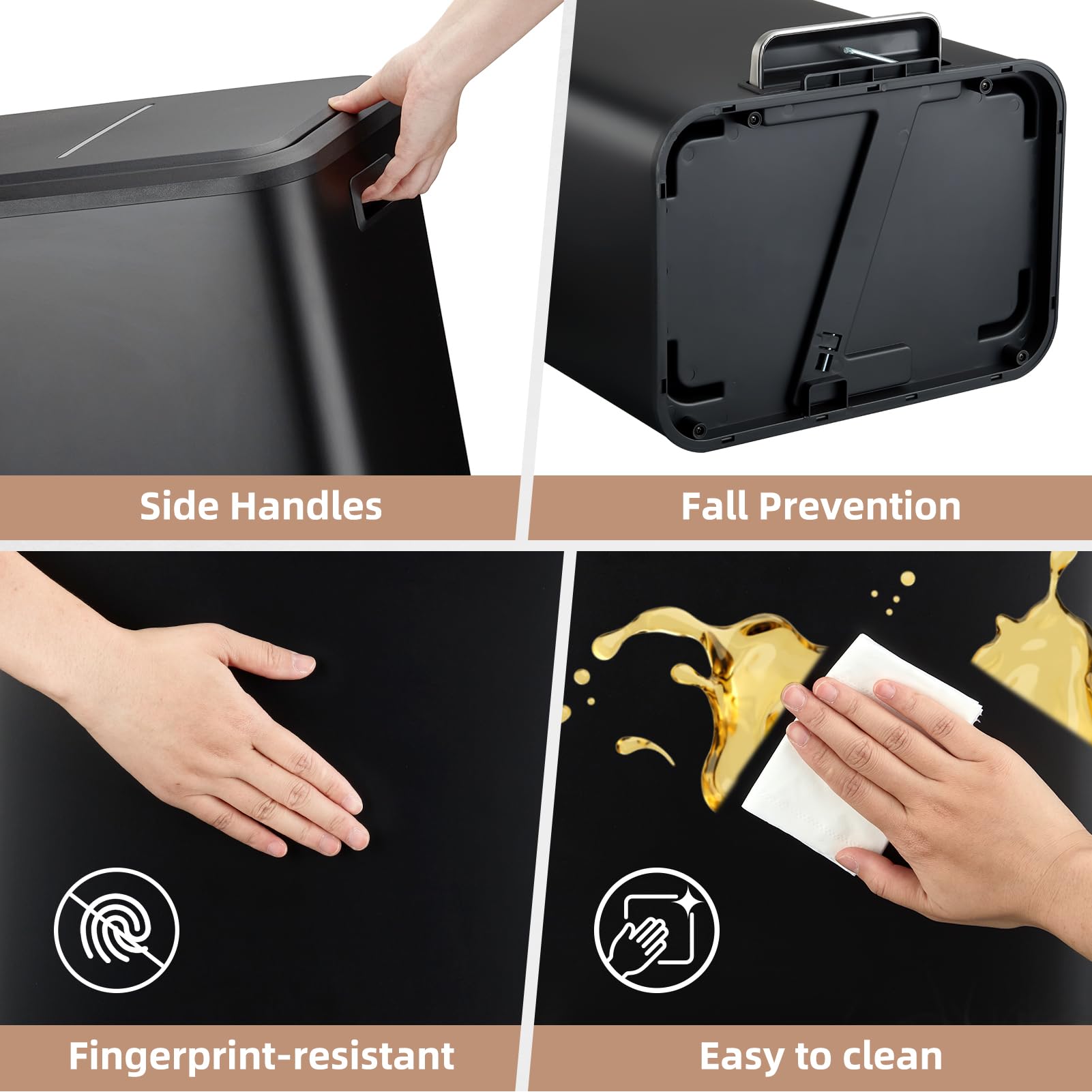 Dual Trash Can Stainless Steel Kitchen Recycling Bin Foot Pedal