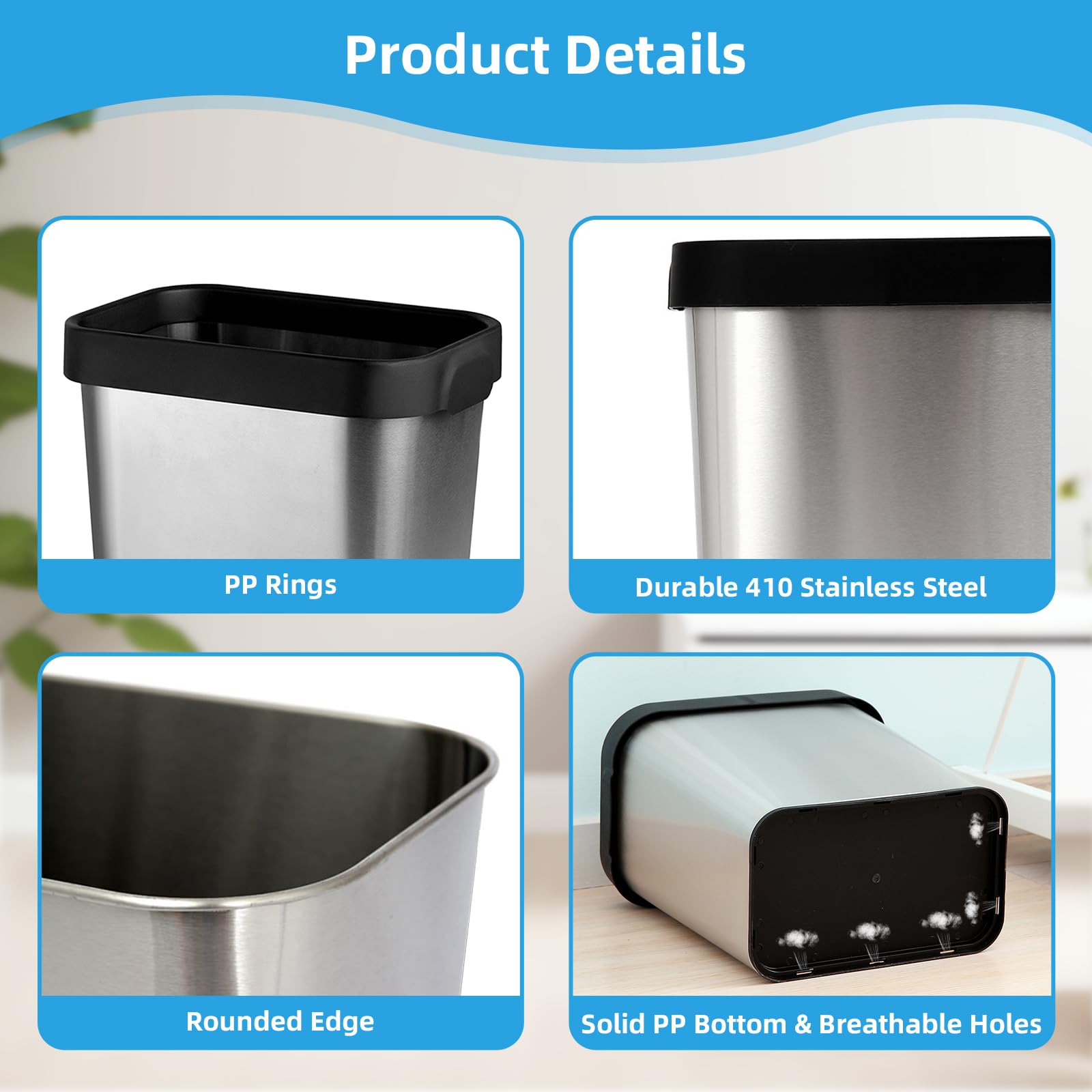 2 Pack Stainless Steel Trash Can 2 Gallon (2 Count)
