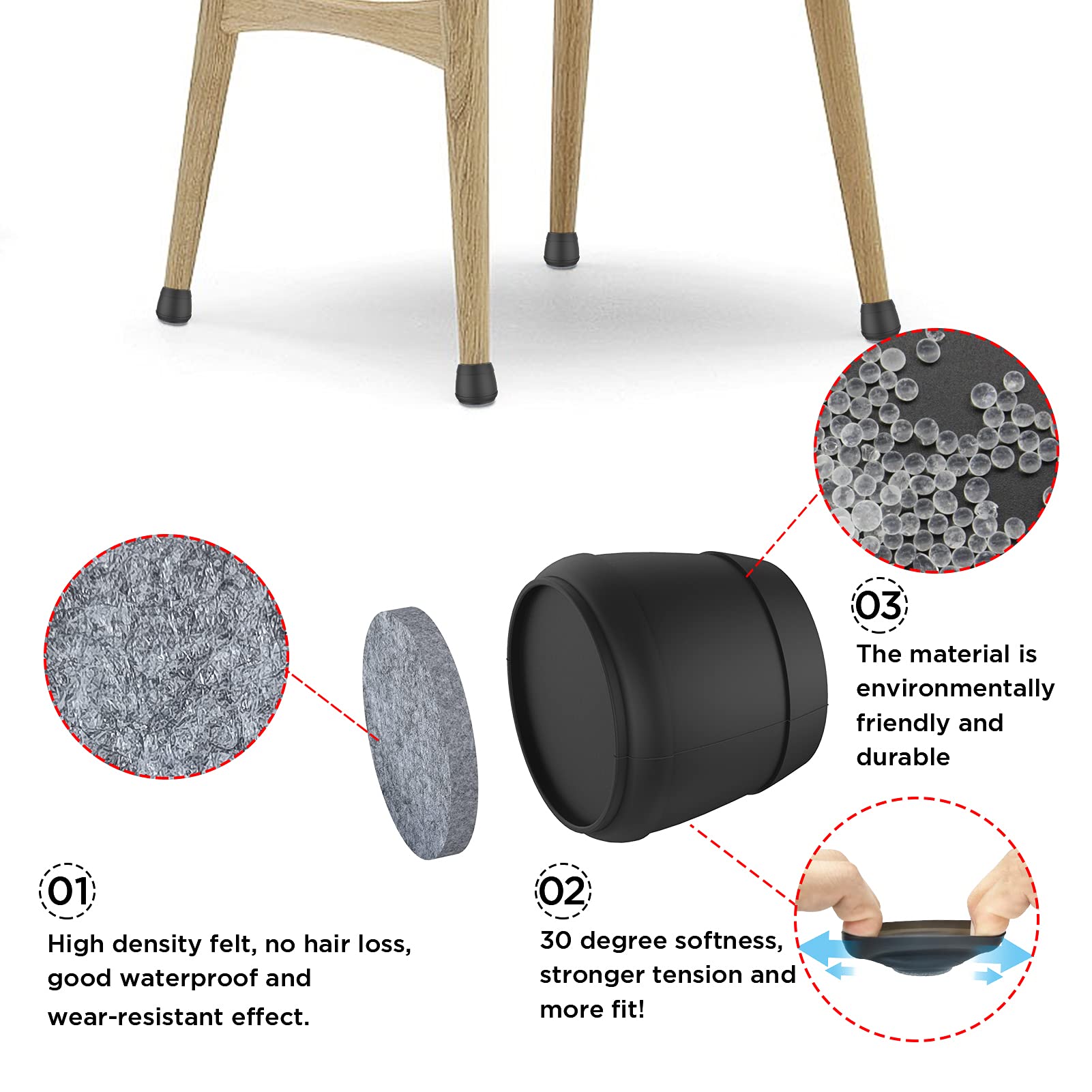 Extra Large Chair Leg Floor Protectors (8 Count)
