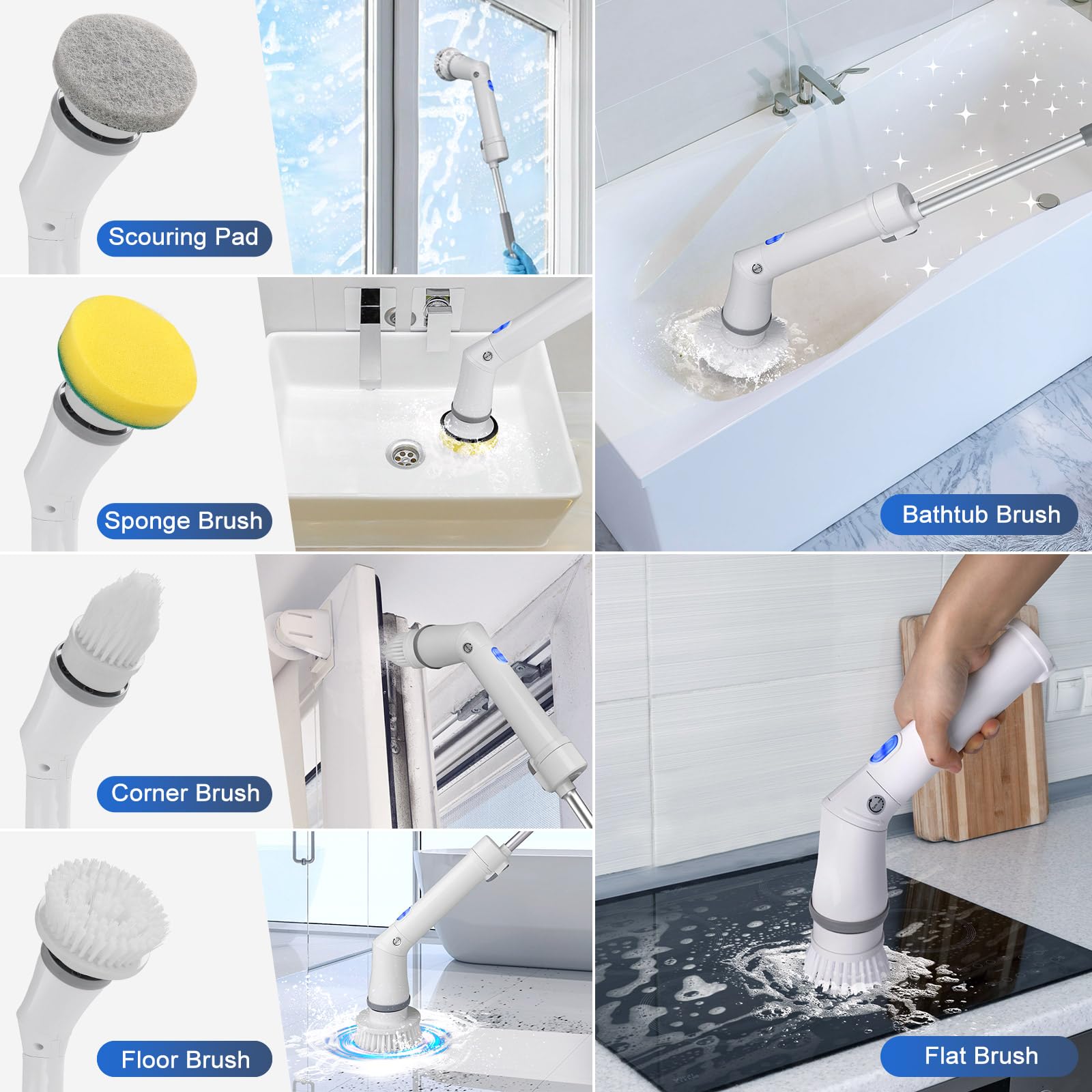 Upgrade Rechargeable Electric Scrubber for Cleaning