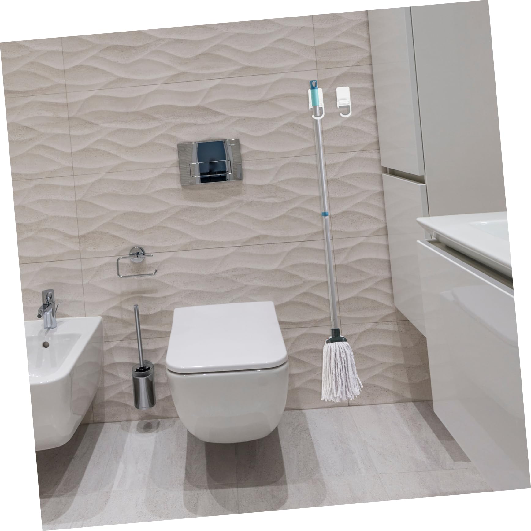 3pcs Mop Hanger Broom Organizer Wall Mounted Mop Holder Hooks Strong Heavy Duty Hangers