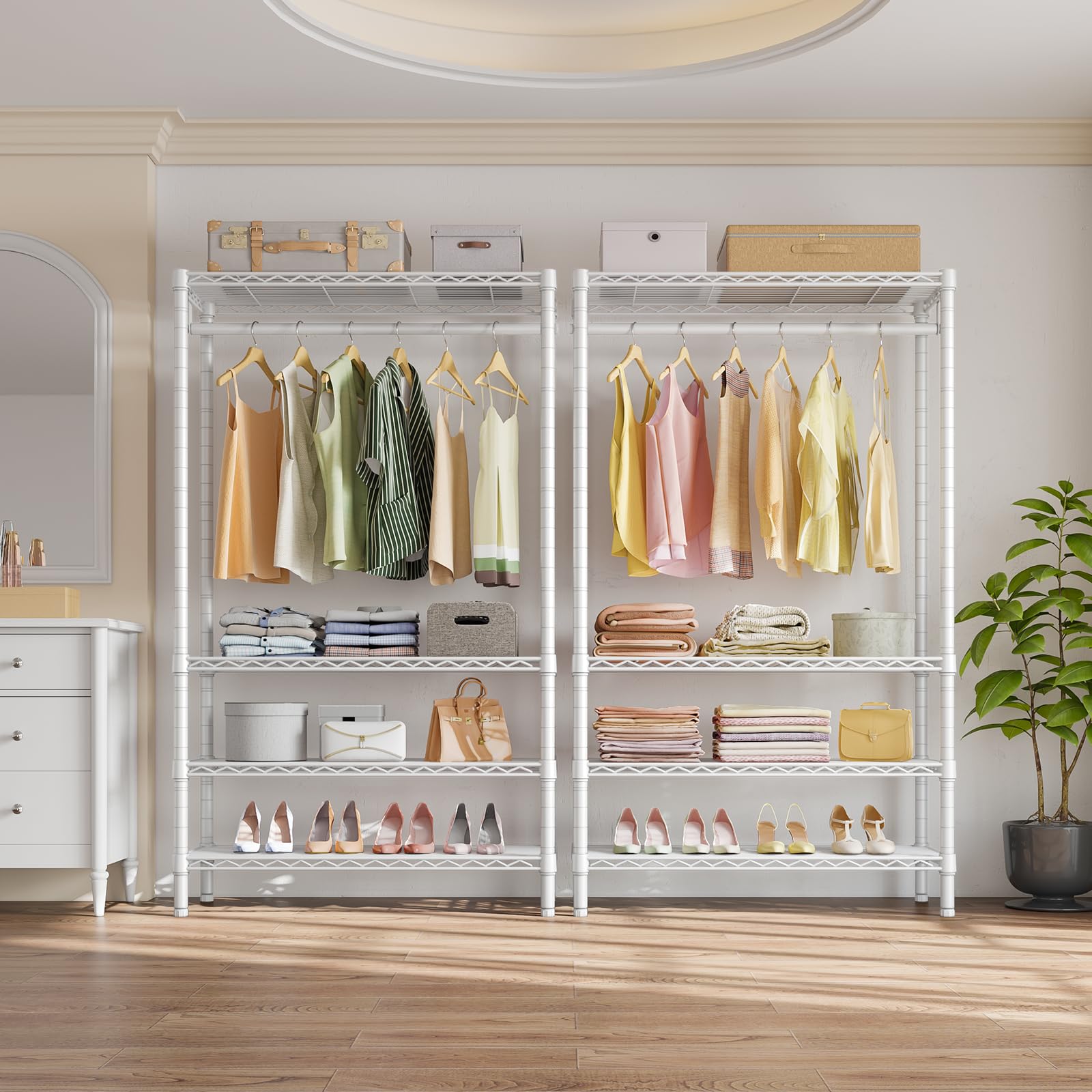 V1 4 Tier Clothes Rack with Hanging Rod