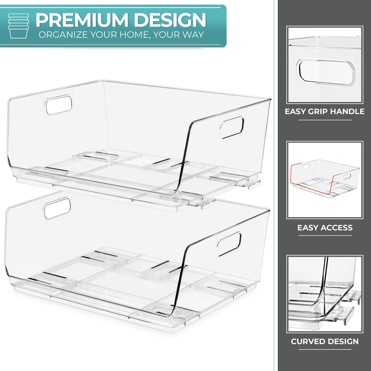 Stackable Storage Bins Open Front (4 Count)