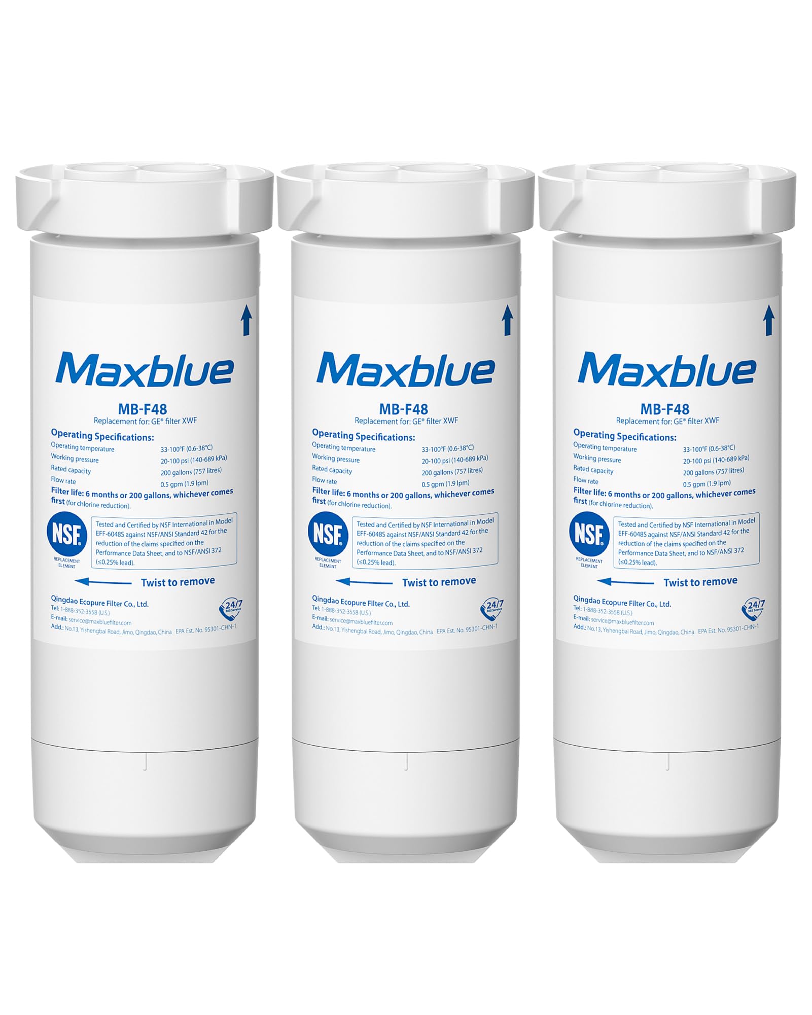 XWF Water Filter Replacement for GE® WR17X30702 (3 Count)