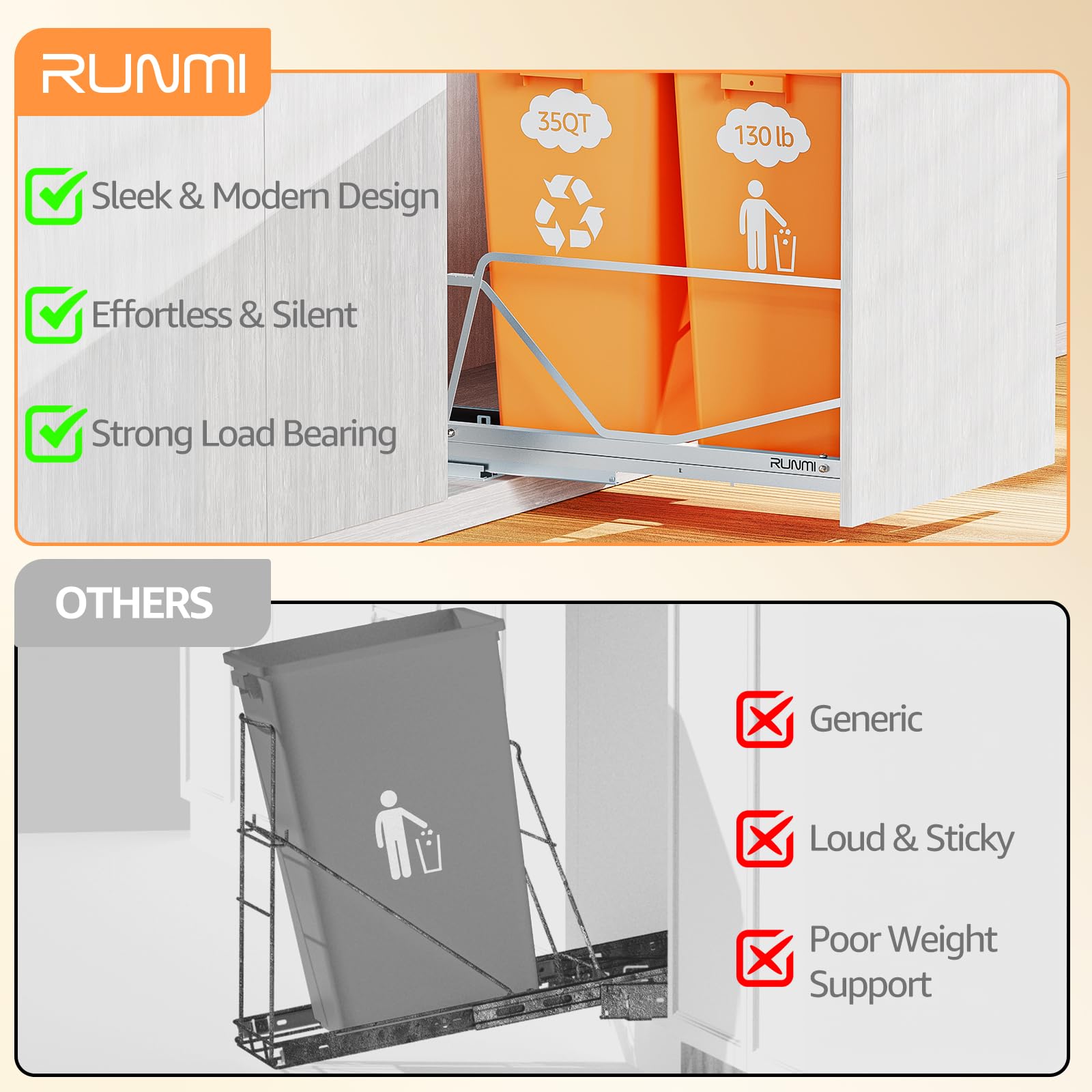 Double Pull Out Trash Can Under Cabinet