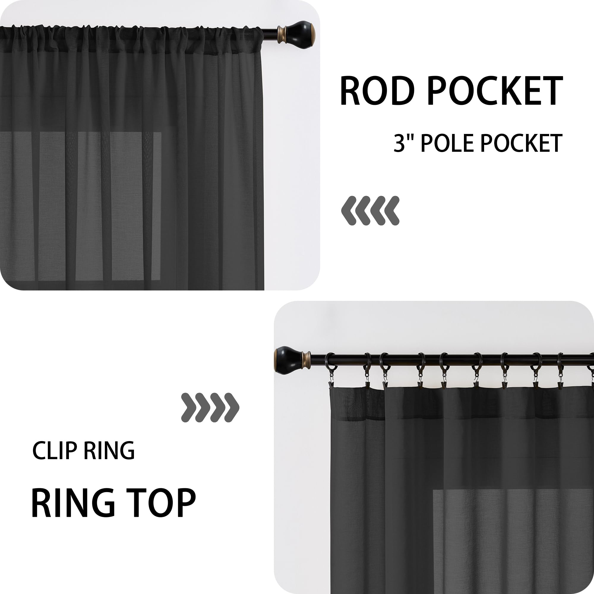Sheer Door Curtain Closet Linen Textured Curtain Sheers Doorway Light Filtering Voile French Door Rod Pocket Curtains Patio Glass Doors