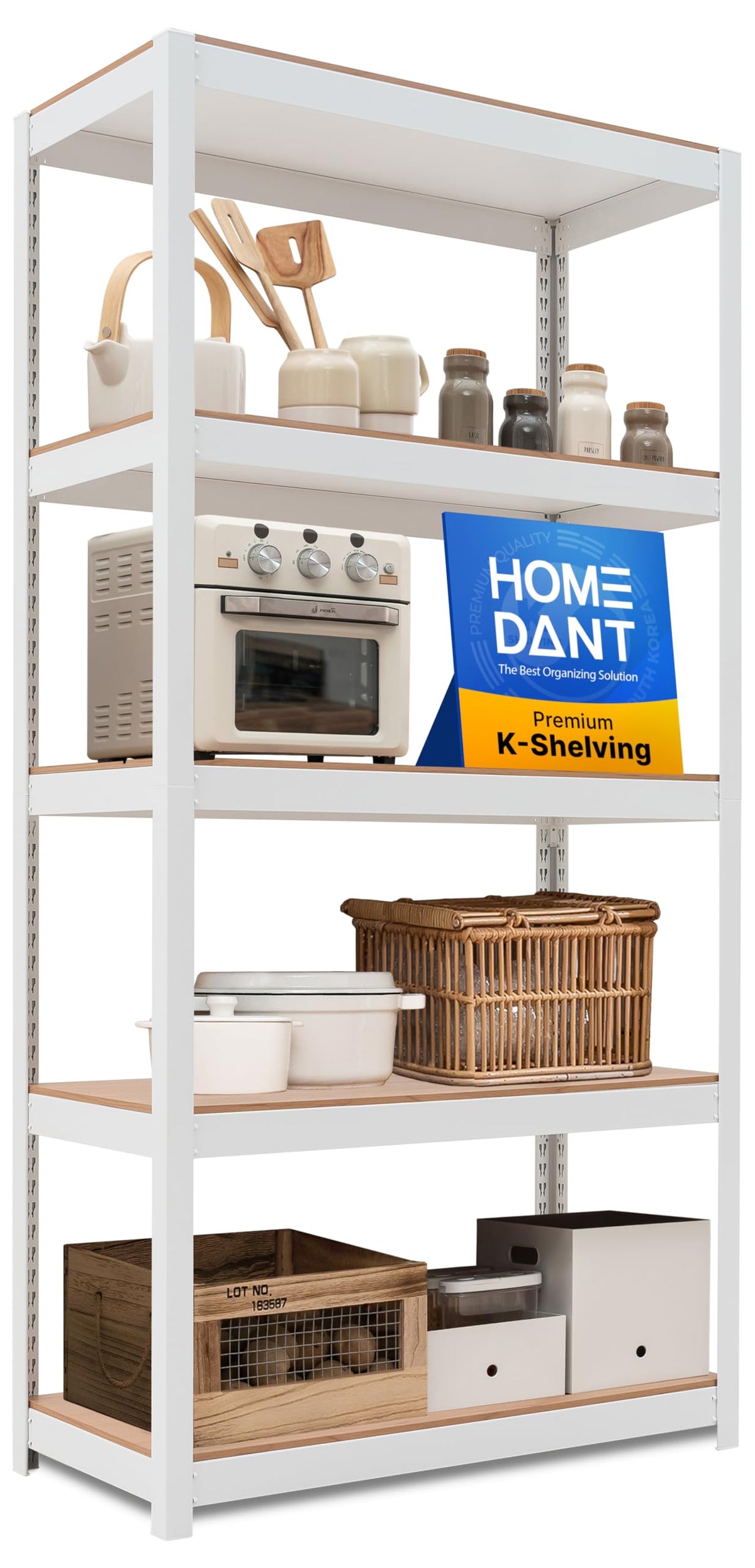 House White 36.2" W 5 Tier Storage Shelves Garage Shelving Unit