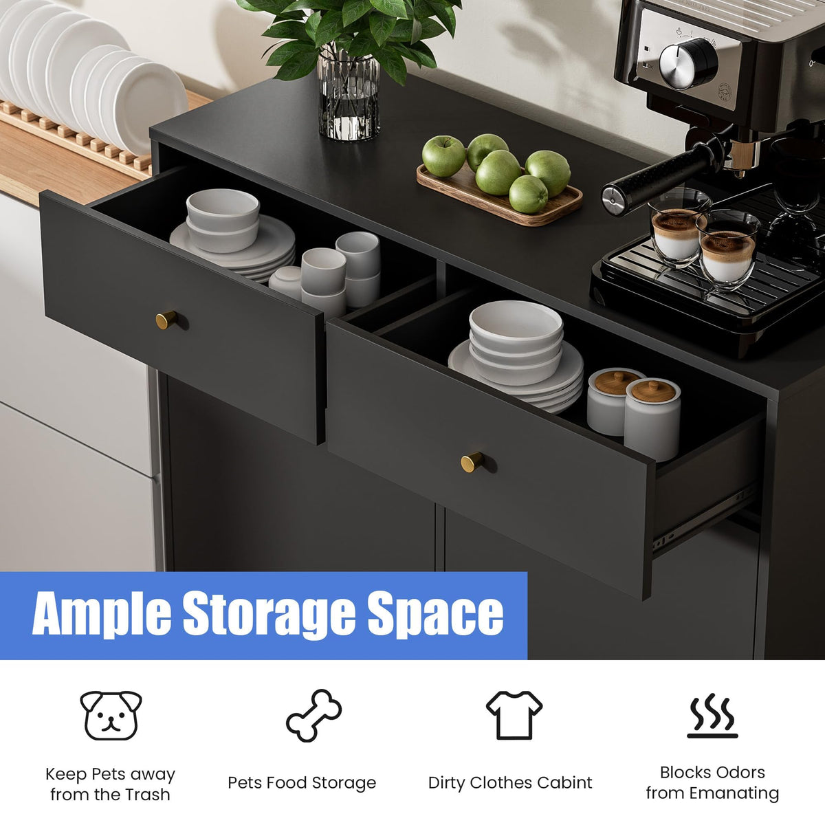Double Tilt Out Trash Can Cabinet