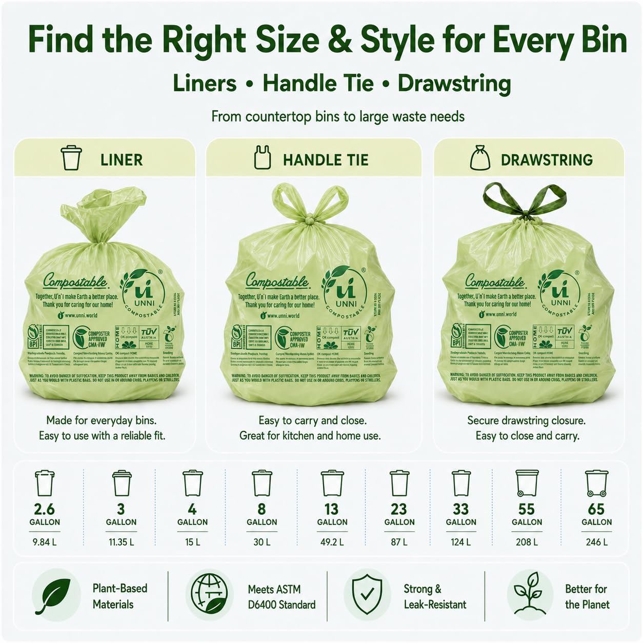 13 Gallon Compostable Bags (100 Count)