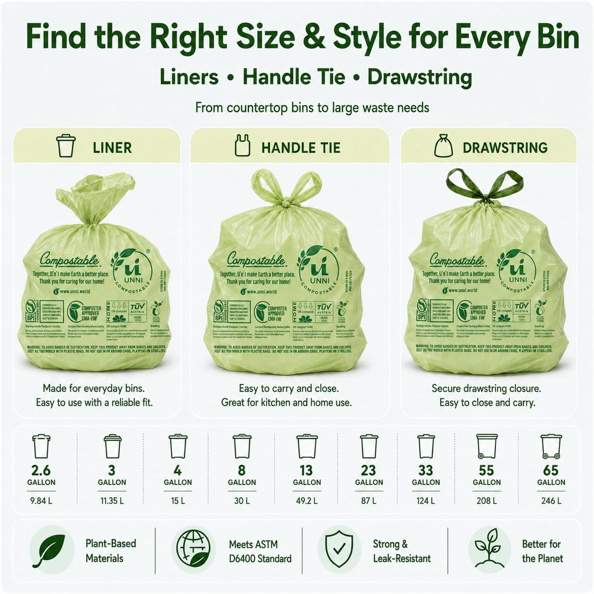 13 Gallon Compostable Bags (200 Count)