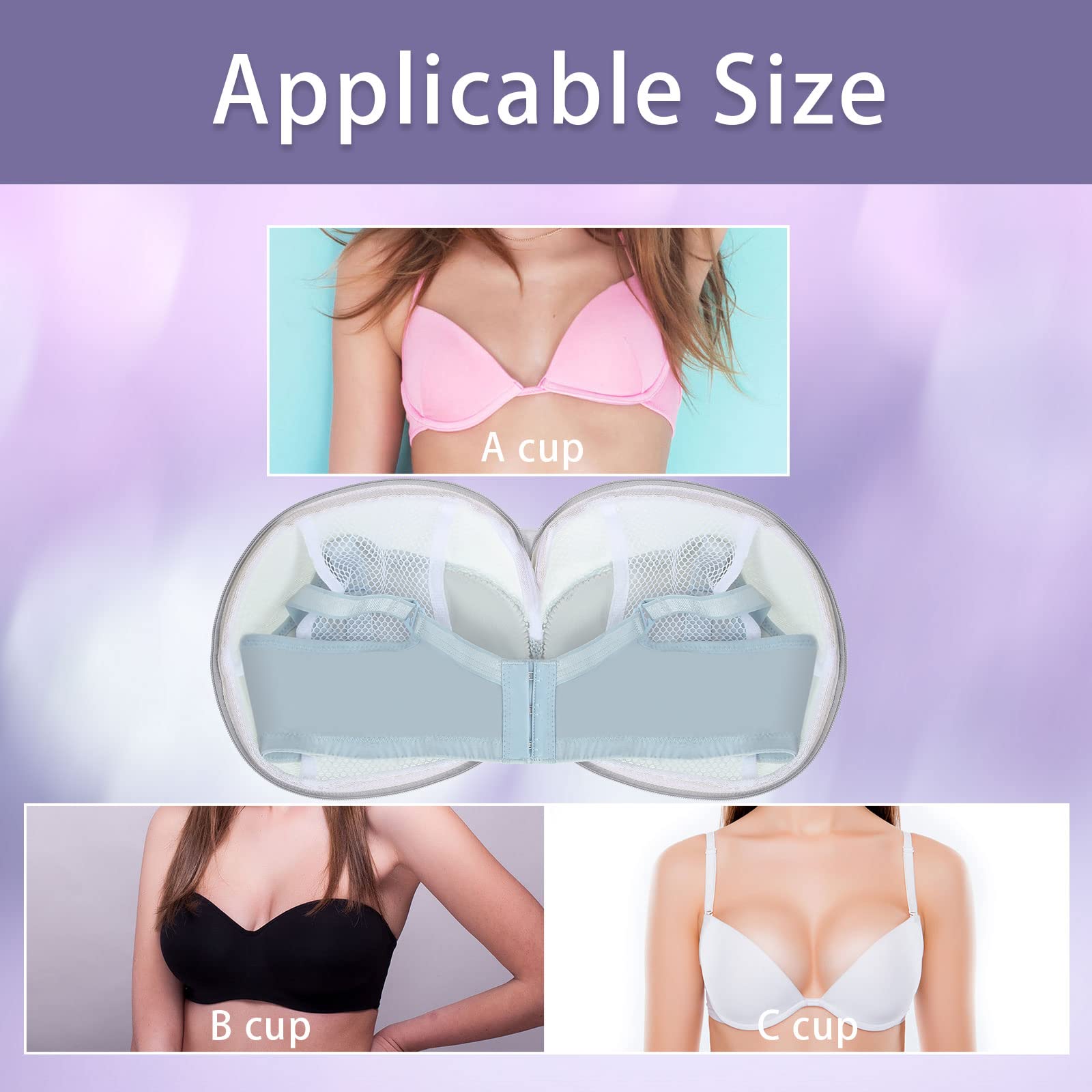 6 Pcs Bra Washing Bag for Laundry Storage Women 7.87 Inch Gray
