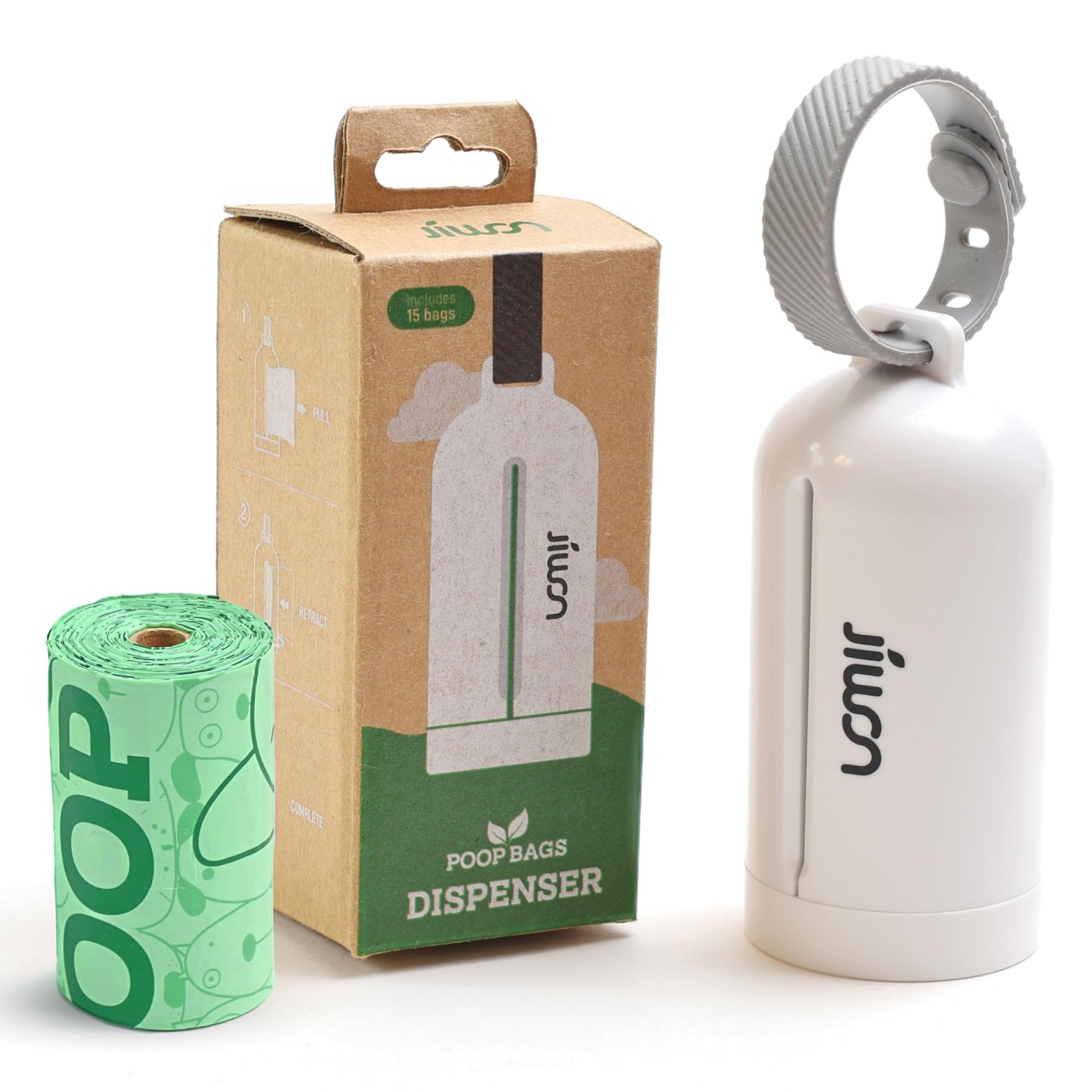 Dog Poop Bag Dispenser with 100% Compostable Refill Roll