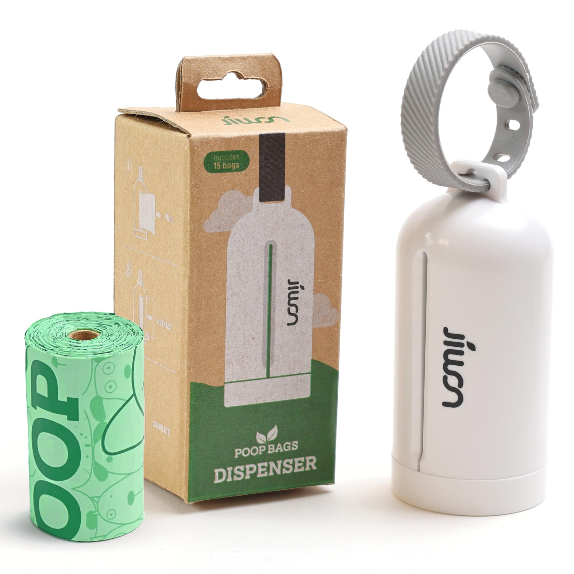 Dog Poop Bag Dispenser with 100% Compostable Refill Roll