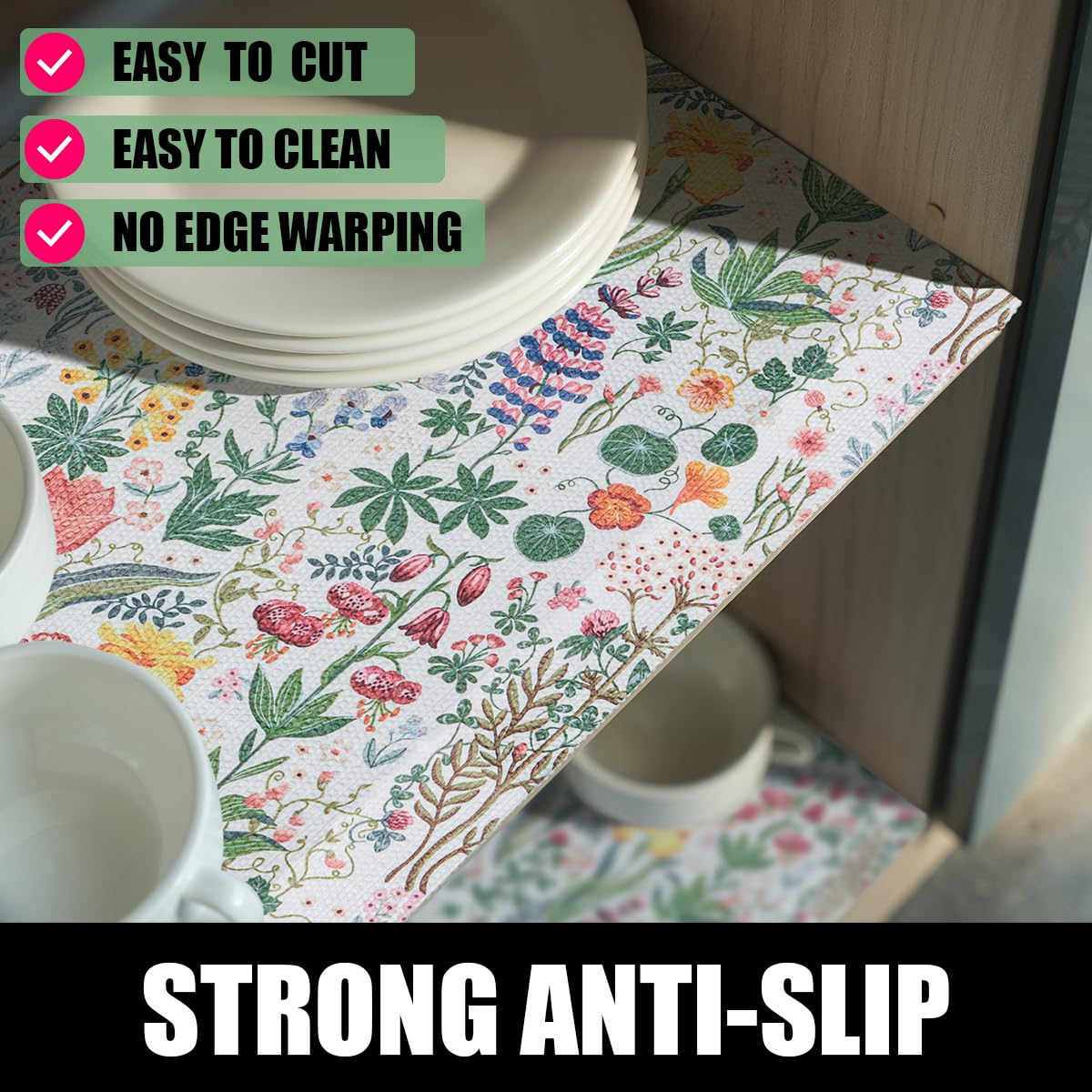 Floral Shelf Drawer Liners (9.84 Sq Ft)
