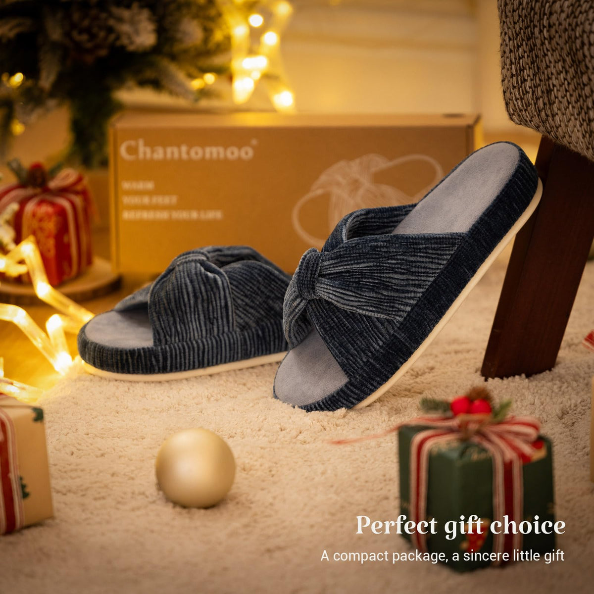 Slippers for Women Memory Foam House Bedroom Bow Crossbands Pearlescent Slipper Shoes Comfy Trendy Gift Slippers Blue Size 9 10 8.5