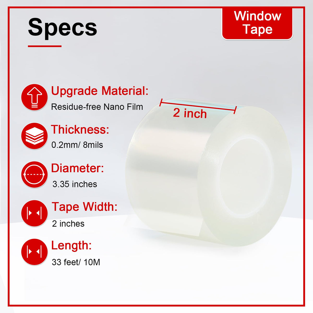 Transparent Window Weather Sealing Tape 2 Inch x 33 FT Weather Stripping Residue