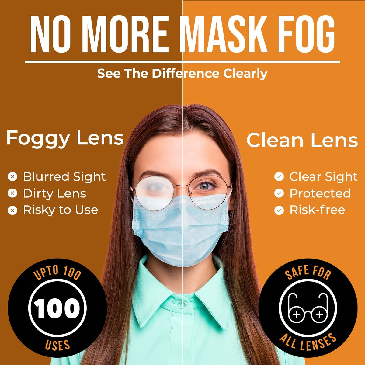 Anti Fog Wipes for Glasses (100 Count)