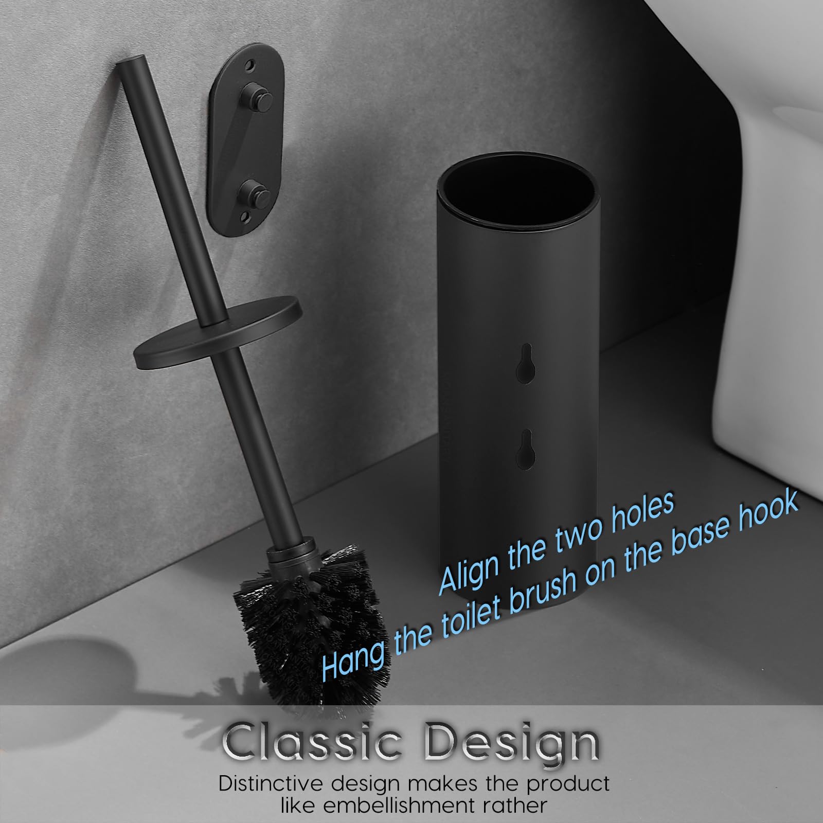 Black Toilet Brush with Dual