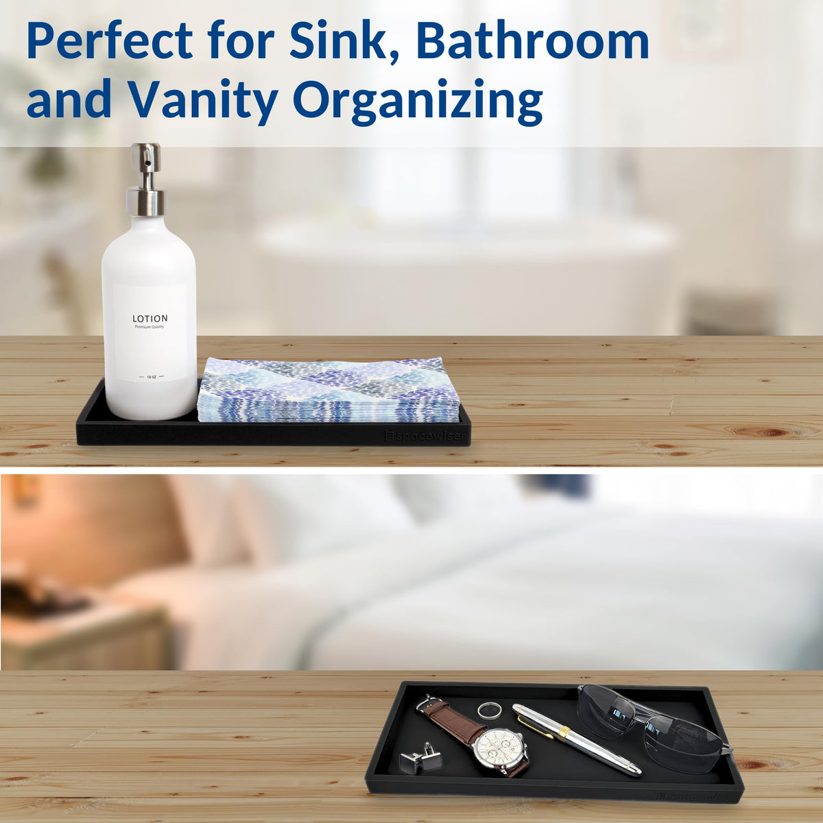 Silicone Countertop & Vanity Bathroom Tray (2 Count)