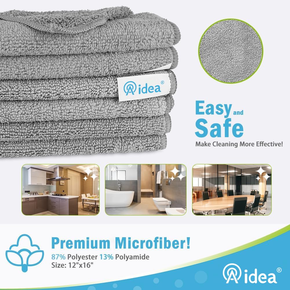 Gray Microfiber Cleaning Cloth (8 Count)