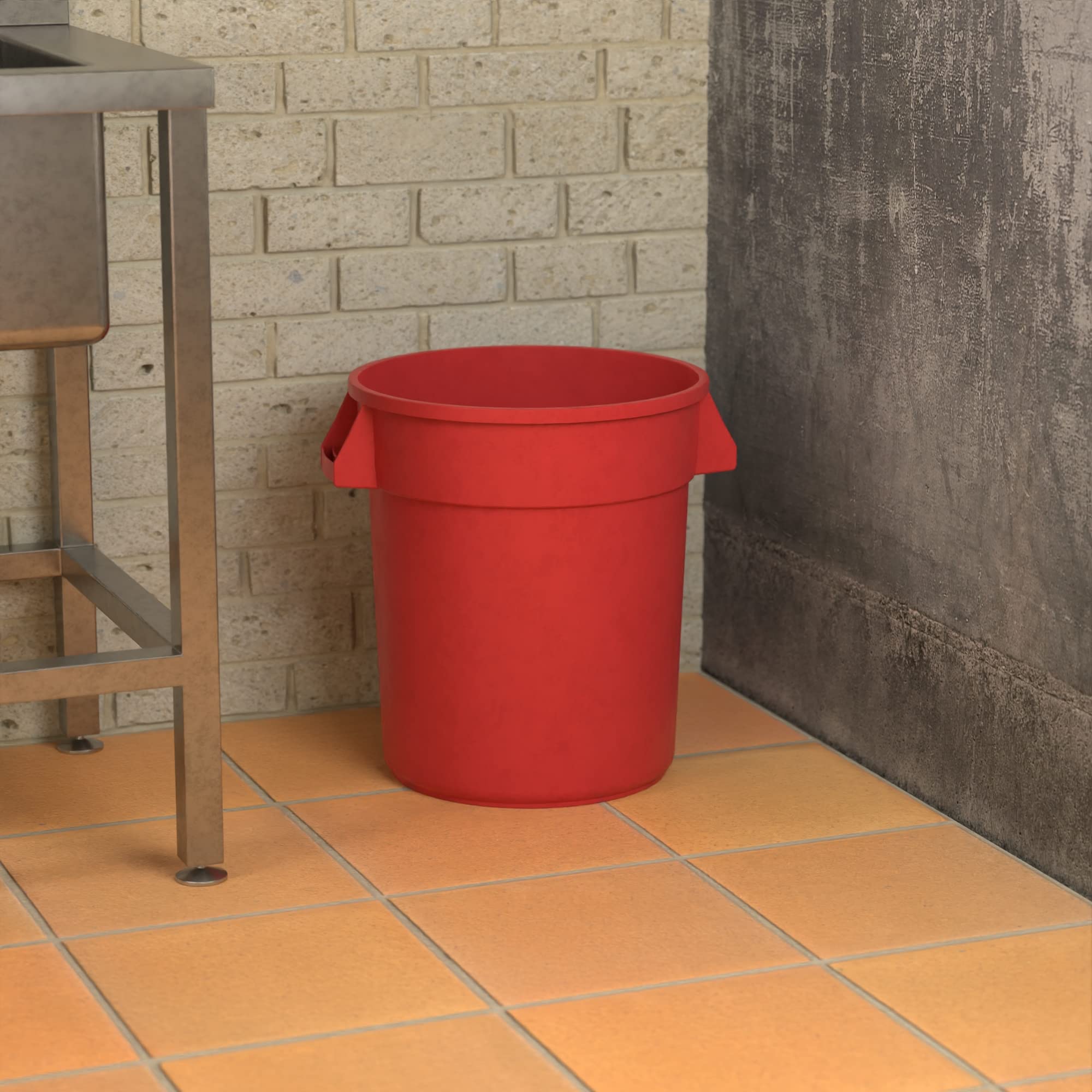 20 Gallon Red Round Commercial Trash Can