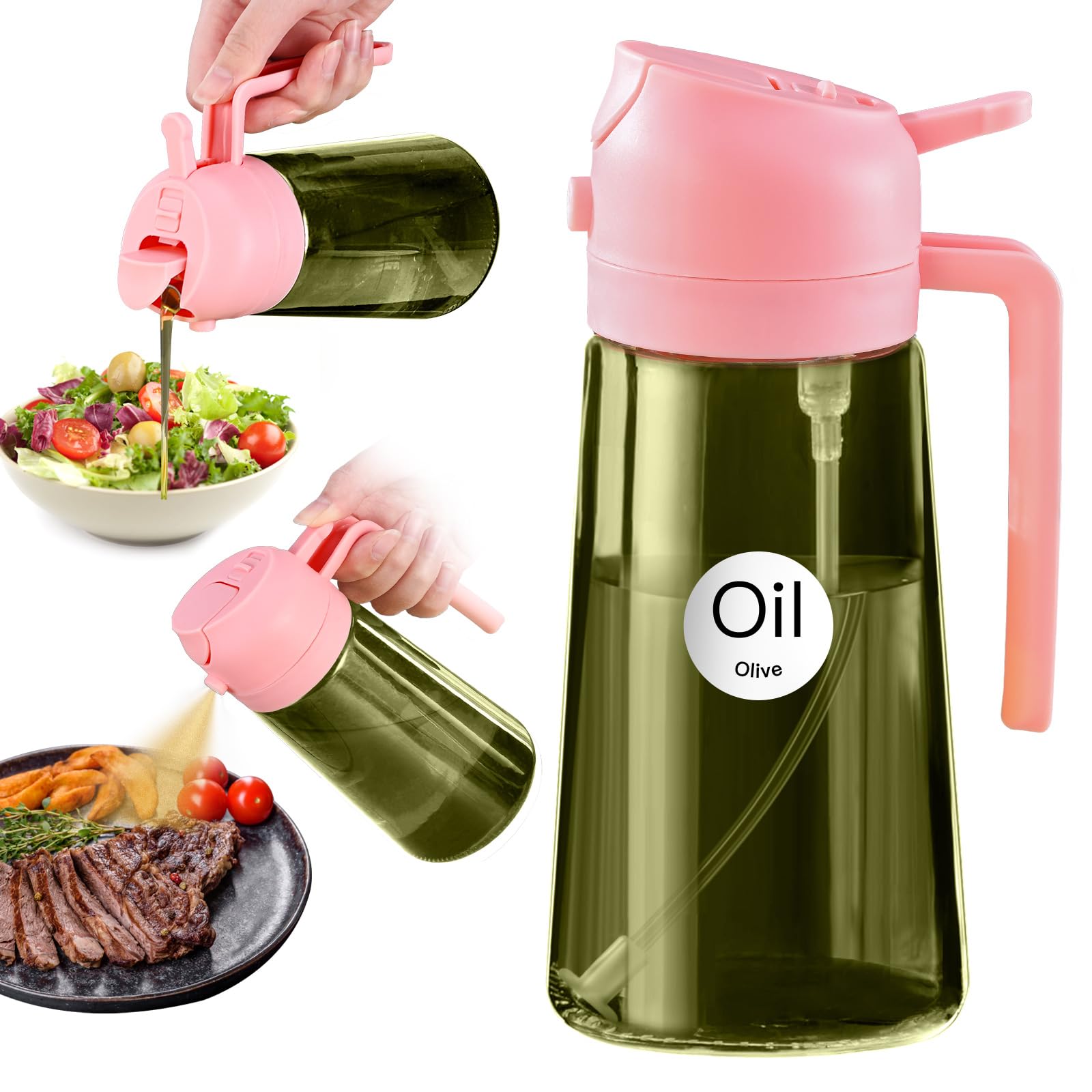 16oz 470ml Dark Green Oil Sprayer for Cooking with Stickers