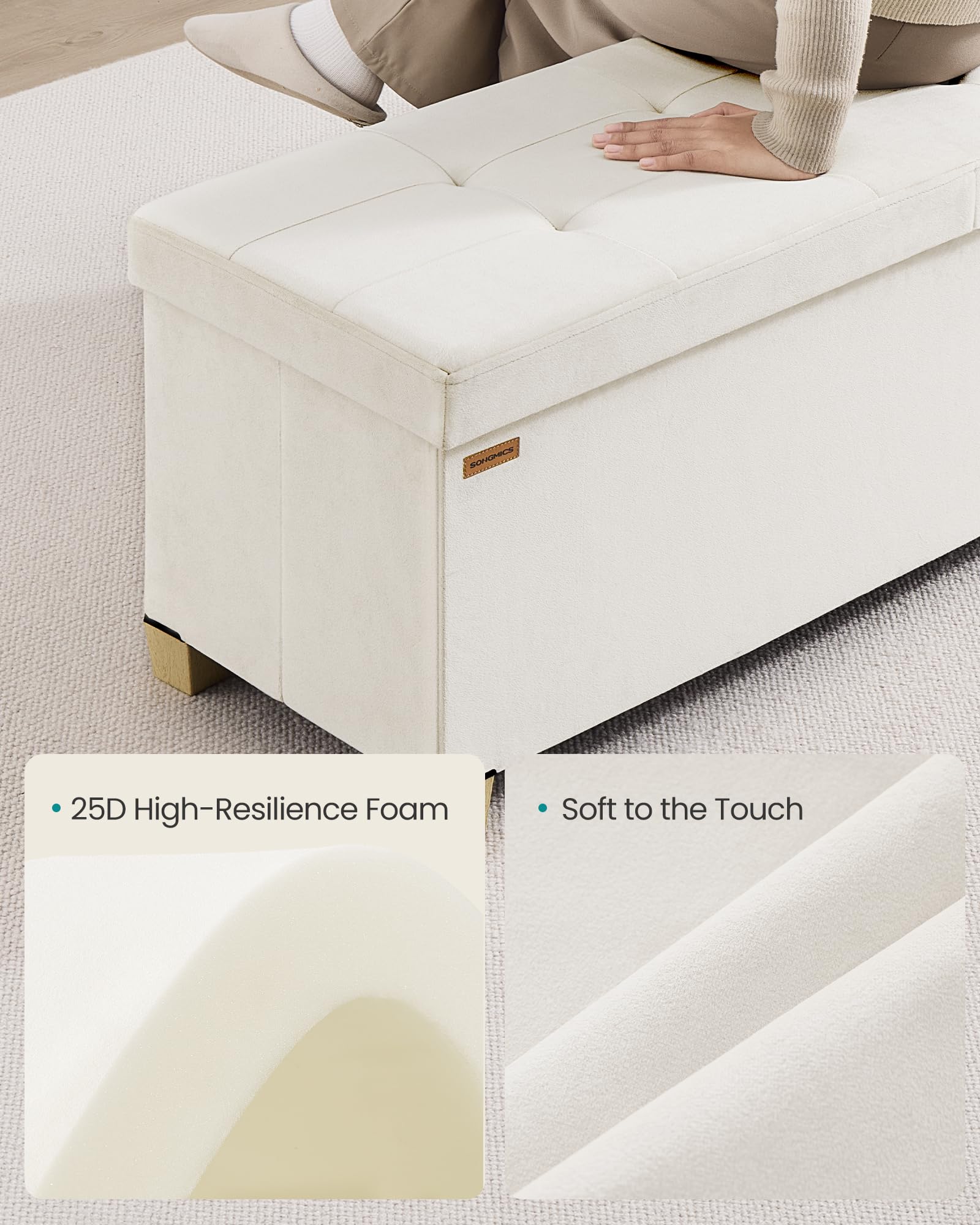 Storage Ottoman Bench with Legs