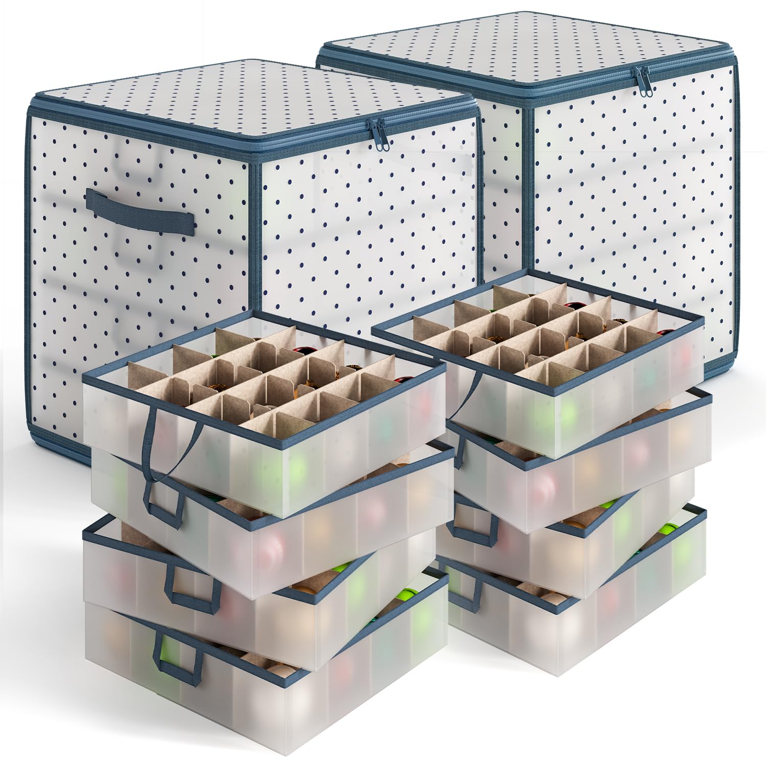 Christmas Ornament Storage Box With 4 Inner Tray Dividers