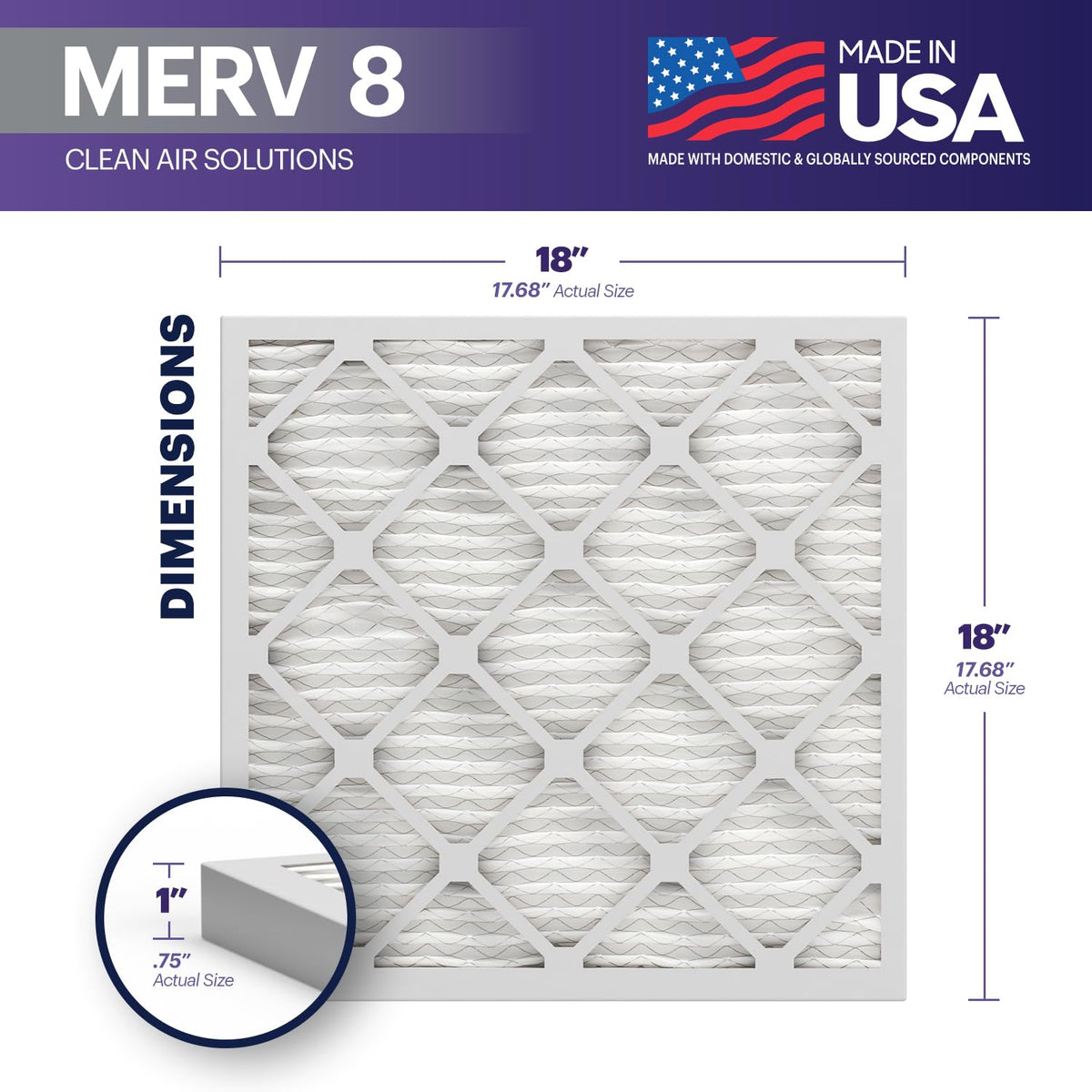 TruFilter 18x18x1 Air Filter MERV 8 (6 Count)